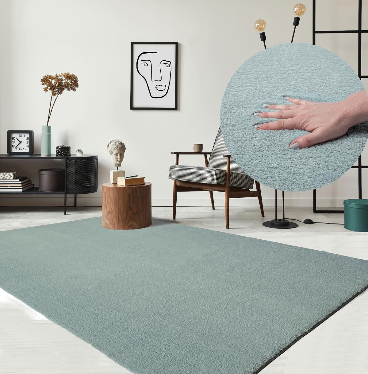 the carpet Relax Rug, Modern, Fluffy, Short Pile, Non-Slip Underside, Washable up to 30°C, Super-Soft, Fur Look, Anthracite, 160 x 220 cm