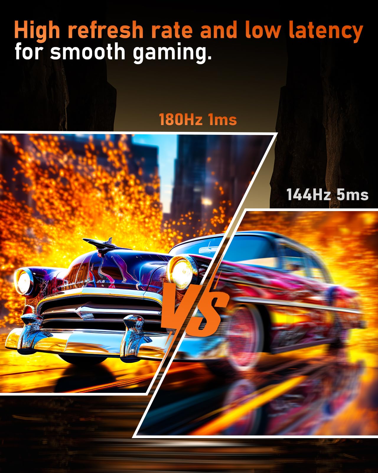 FYHXele Gaming Monitor 24 Inch 180Hz 1080P IPS 1ms MPRT PC Monitor Built-in Speaker Support 144hz/165hz/180hz Freesync Premium Display Eye Care DisplayPort1.4 HDMI2.1 VESA