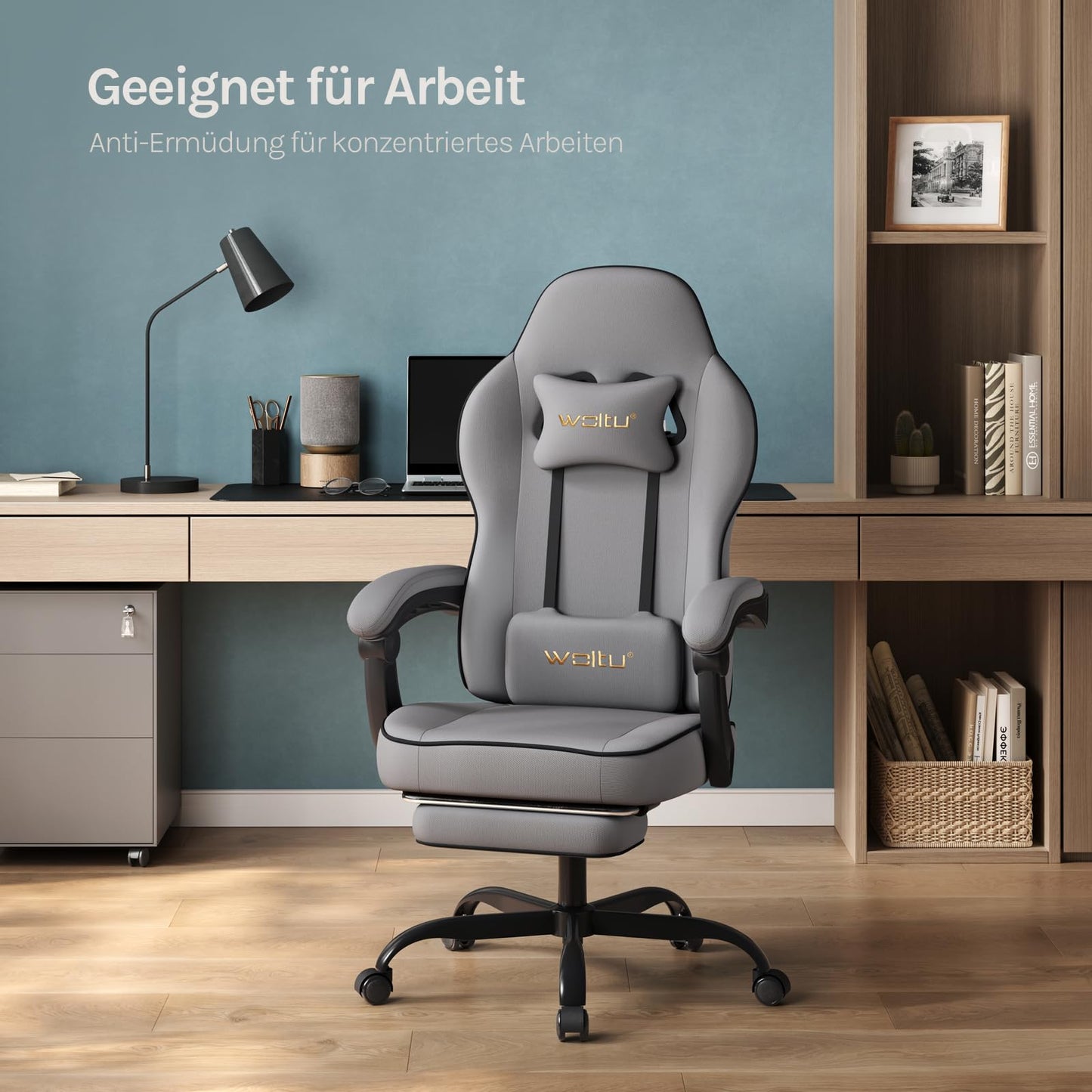 WOLTU Gaming Chair with Pocket Spring Cushion, 150 kg Weight Capacity, Ergonomic Swivel Chair, with Pillow, Lumbar Cushion, Footrest, Mesh, Pink, GS16rs