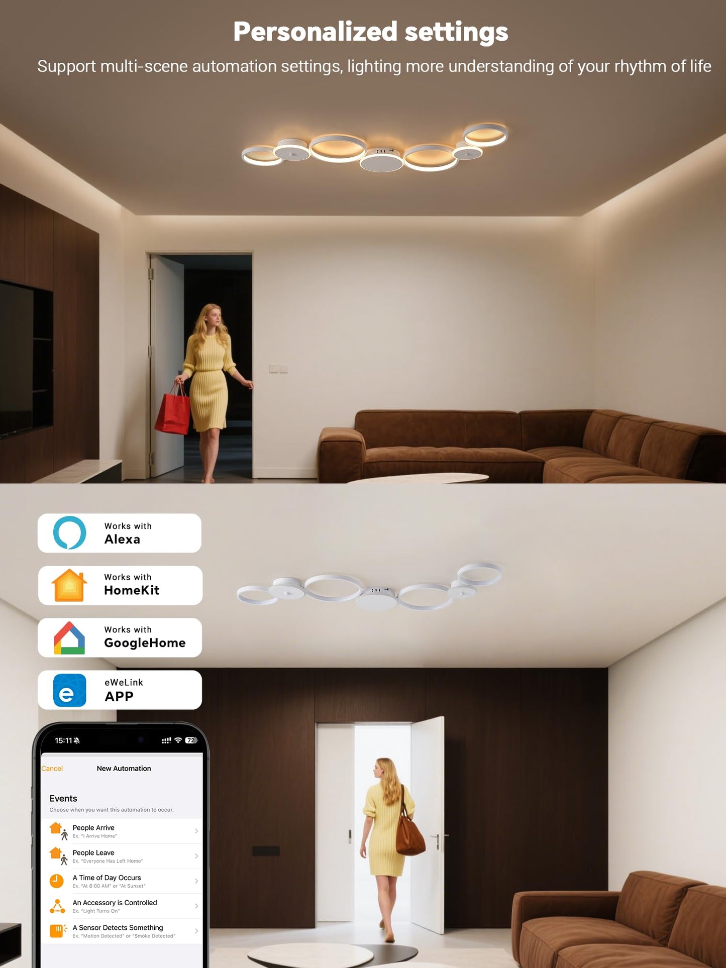 BAYHT Deckenleuchte LED Wohnzimmerlampe Weiße Runde LED Deckenlamp Dimmbar 62W 5300LM mit Fernbedienung 3000K-6500K Geeignet für Wohnzimmer, Deckenleuchte Schlafzimmer