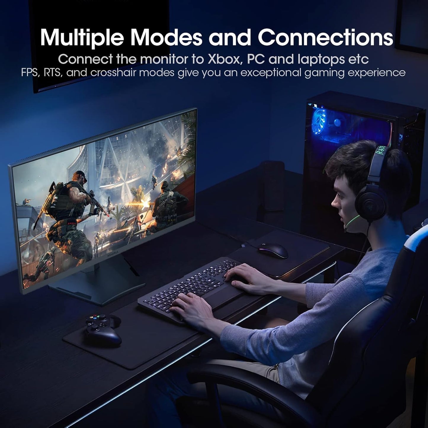 KOORUI Gaming Monitor 27 Zoll, Full HD Rahmenlos Bildschirm 165Hz Adaptive Sync (1ms, VA-Panel, Eye-Care, 1920 x 1080, 2xHDMI 2.0, & DisplayPort 1.4, VESA 75x75mm, DCI-P3 90%)
