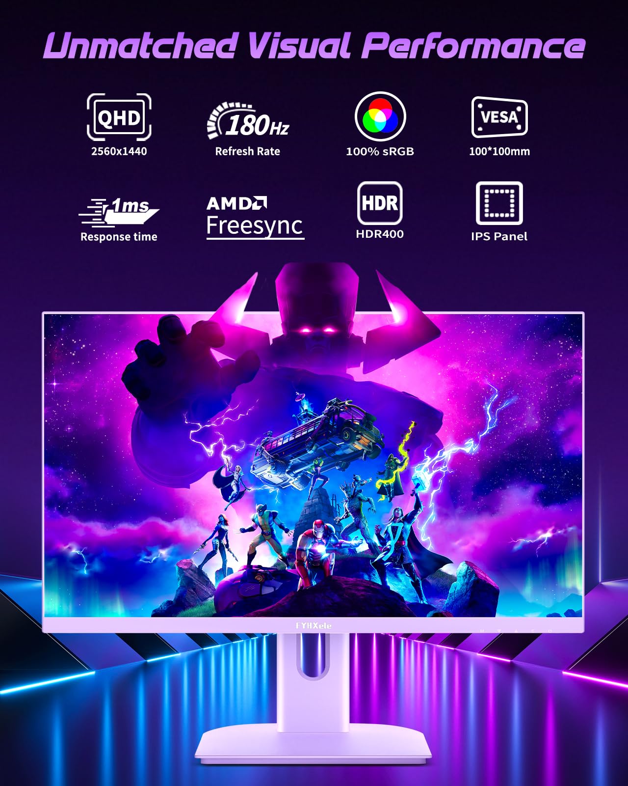 FYHXele Gaming Monitor 24 Inch 180Hz 1080P IPS 1ms MPRT PC Monitor Built-in Speaker Support 144hz/165hz/180hz Freesync Premium Display Eye Care DisplayPort1.4 HDMI2.1 VESA