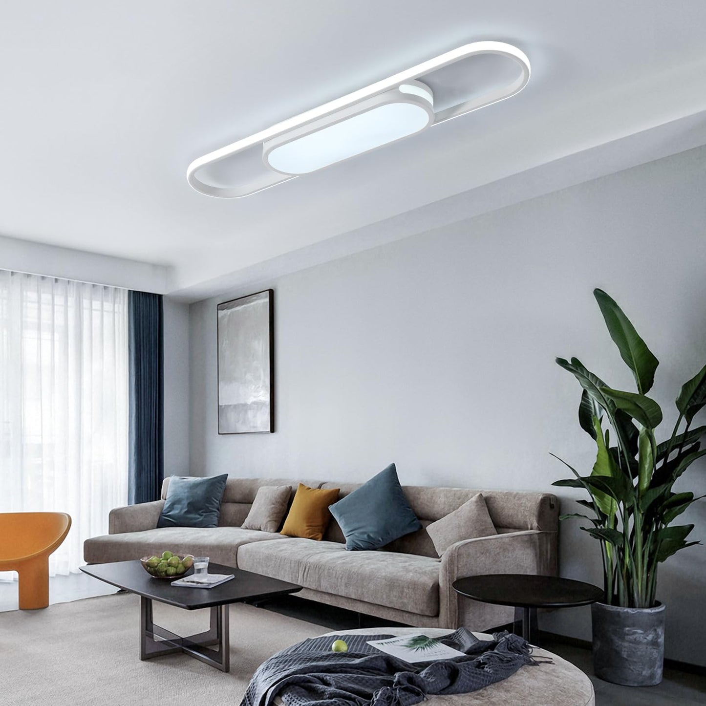 Oninio Modern LED Ceiling Light Dimmable Ceiling Light with Remote Control 70 cm Ceiling Light for Living Room, Kitchen, Dining Room, Bedroom, 40 W (Gold)