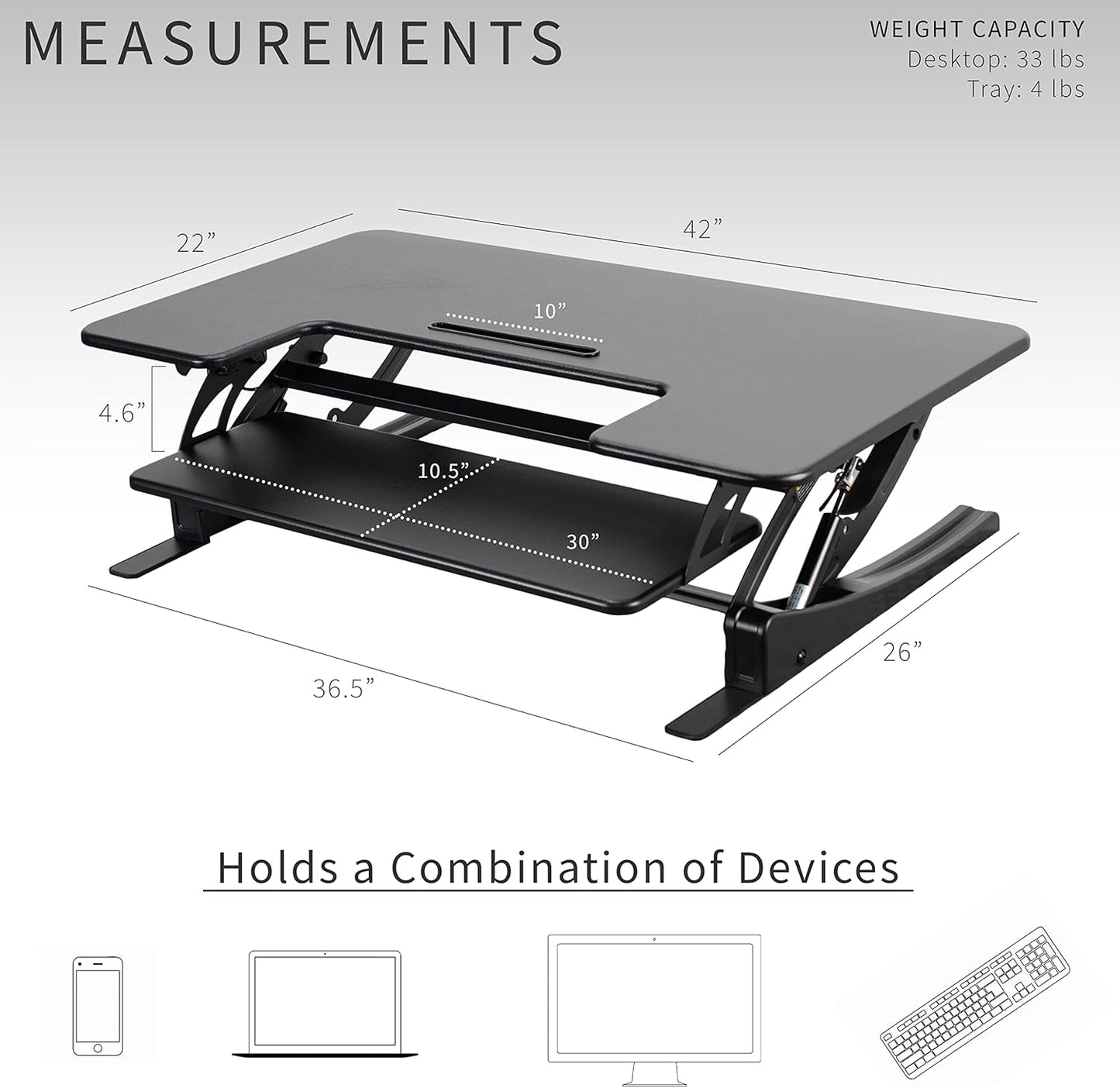 VIVO Black Height Adjustable 36 inch Stand up Desk Converter Quick Sit to Stand Tabletop Dual Monitor Riser, DESK-V000V