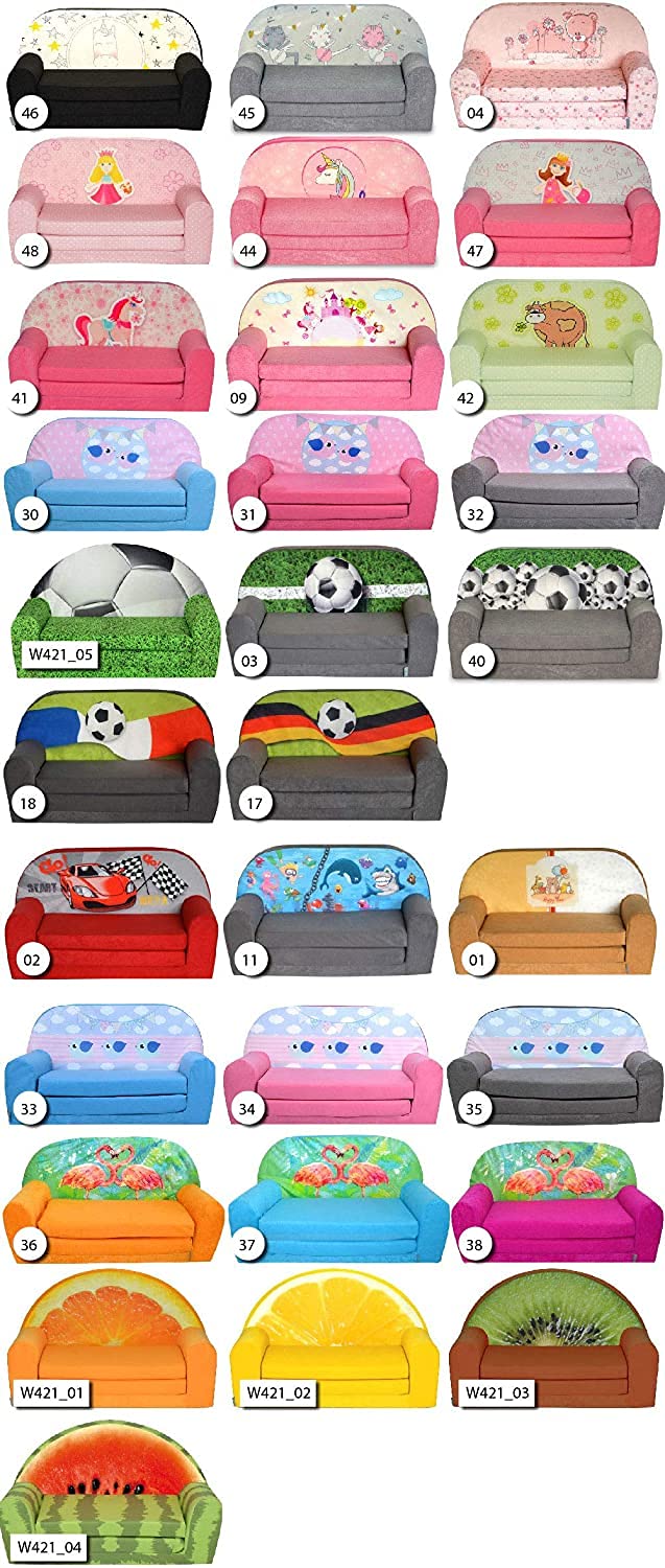 FORTISLINE Children's Sofa Mini Foldable 40 x 78 x 45 cm - Children's Sofa for Children 2-in-1 - Children's Couch Foldable - Foam Sofa Bed - Removable Cover - Many Designs