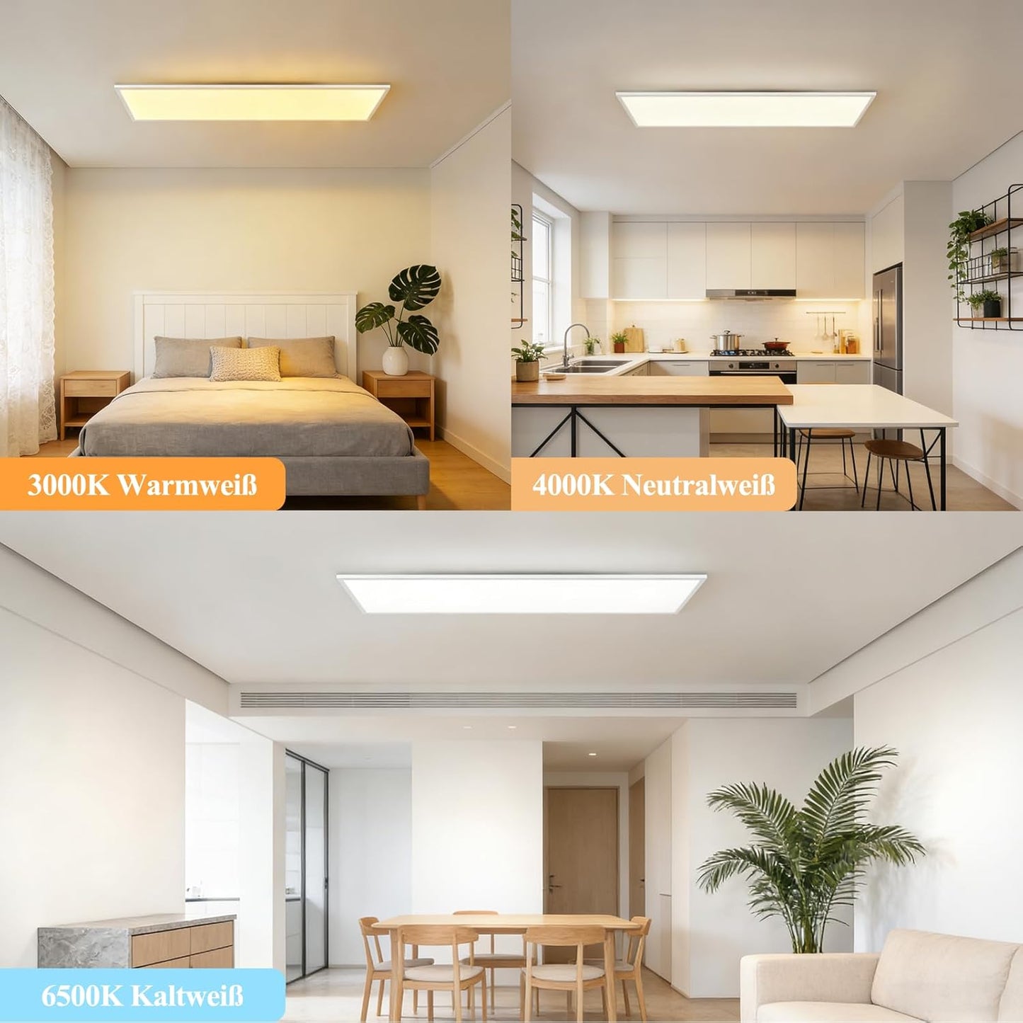 LED Panel Ceiling Light - 100 x 25 cm Long Rectangular Ceiling Light Flat 42 W Ceiling Panel Dimmable with Remote Control White Kitchen Lamp Daylight Lamp for Office Kitchen Hallway Living