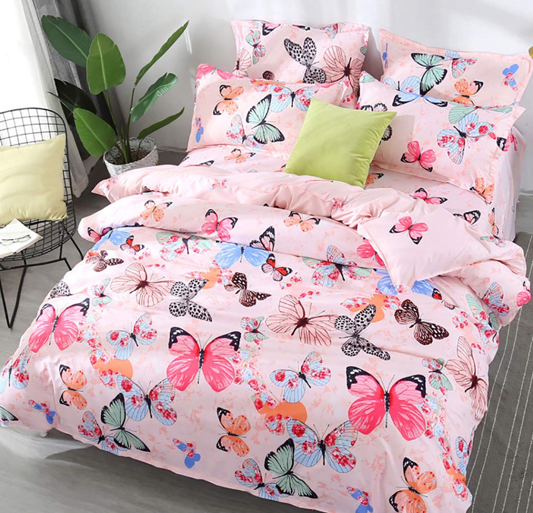 AShanlan Girls' Pink Hearts Children's Bed Linen 135 x 200 cm Pillowcase 80 x 80 cm Grey Pink Reversible Children's Bedding Set 100% Microfibre Duvet Cover with Zip