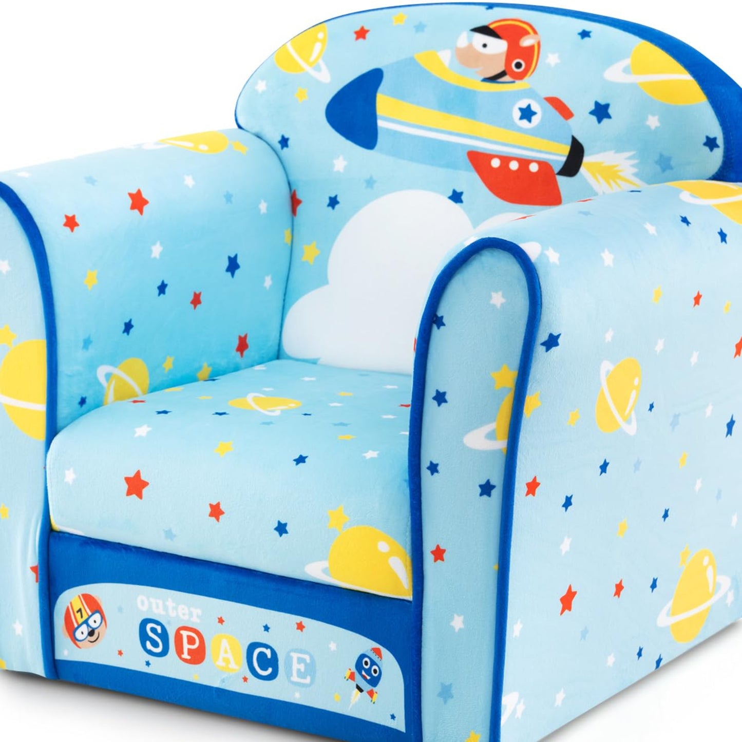 COSTWAY Children's Armchair Children's Sofa Children's Couch Baby Chair for Girls and Boys Children's Furniture Children's Chair Foam (Spaceship)