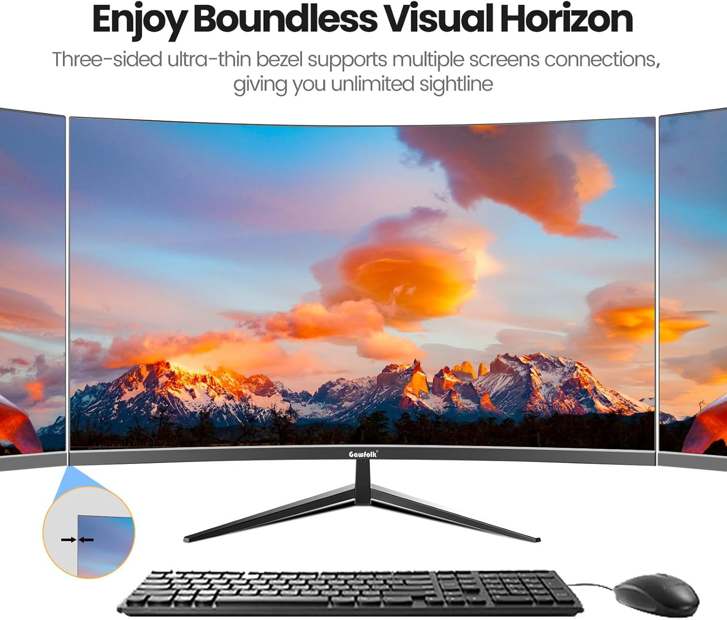 Gawfolk PC Monitor 32 Zoll UHD 4K 60Hz, Ultraklar (3840×2160p) Computer Bildschirm mit FreeSync, HDMI, DisplayPort, 178° Betrachtungswinkel, Unterstützt VESA100*100mm