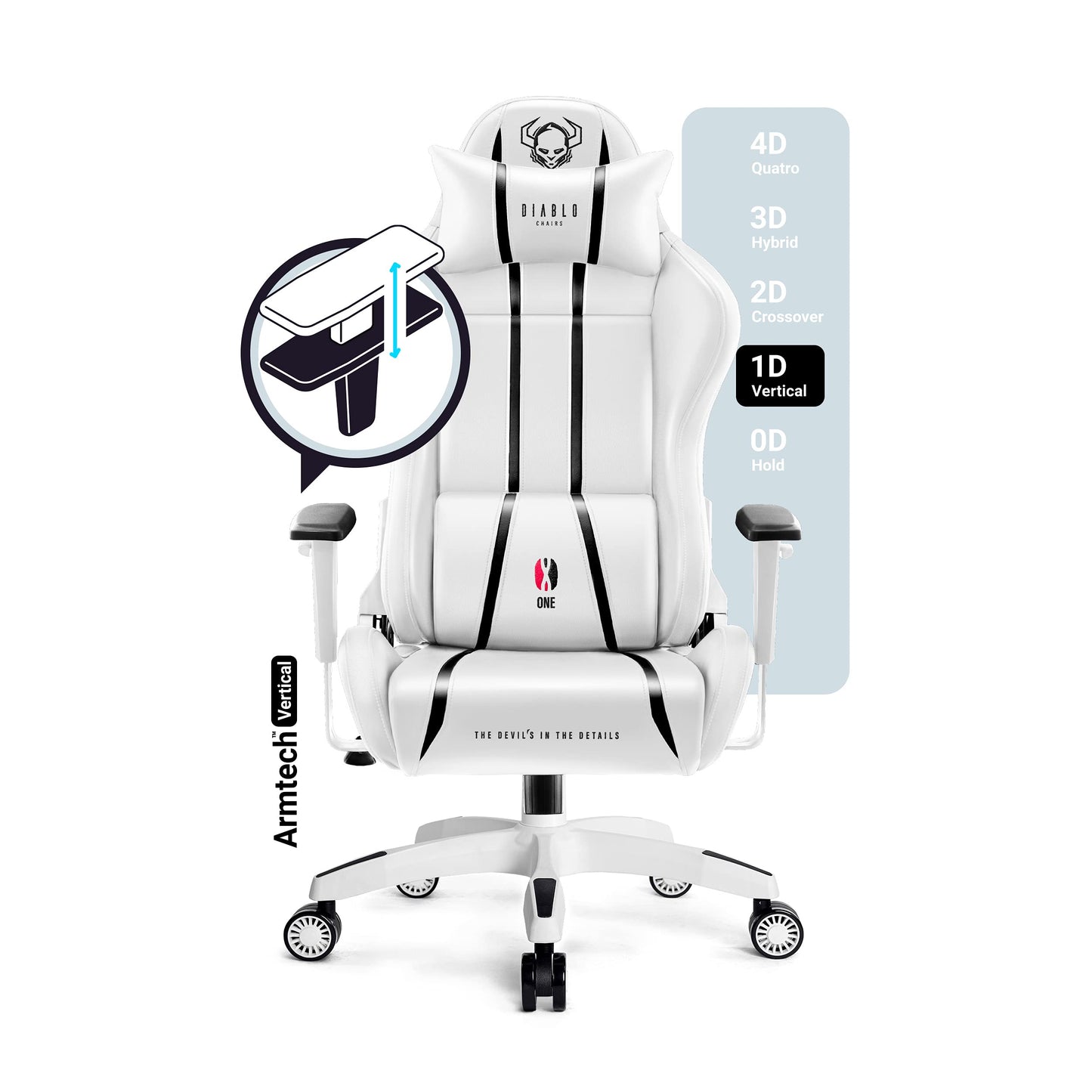 Diablo X-One 2.0 Gaming Stuhl Gamer Chair Bürostuhl Schreibtischstuhl Verstellbare Armlehnen Ergonomisches Design Nacken/-Lendenkissen Wippfunktion Aqua Blue Normal (L)