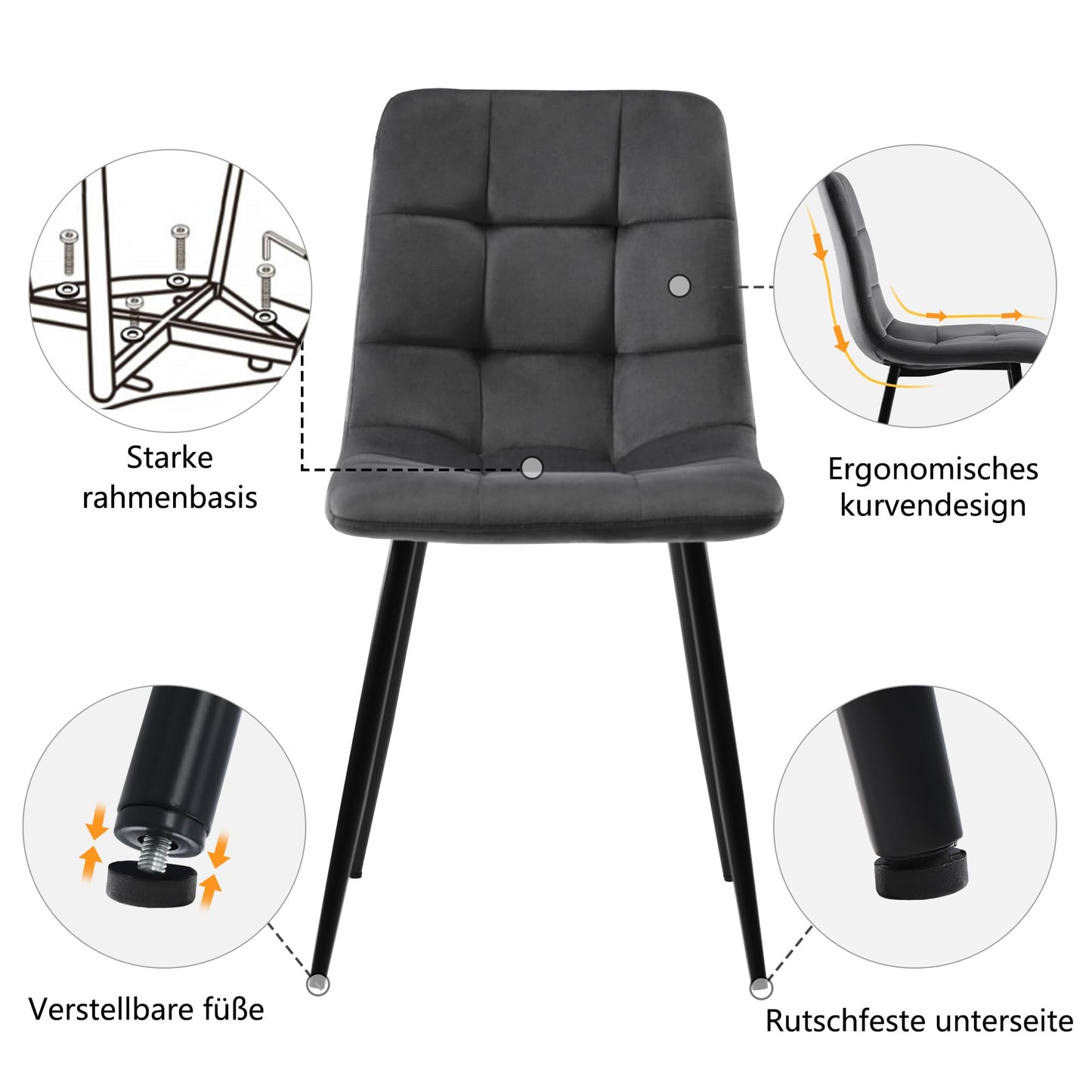 Ymkua Esstisch mit 4 Stühlen Set, 117x68x75 cm Rechteckiger Esstisch, Esszimmergruppe, Moderne Küche Esstisch Set, Esszimmerstuhl Küchenstuhl Set, Küchentisch Set für Wohnzimmer und Küche (Gray)
