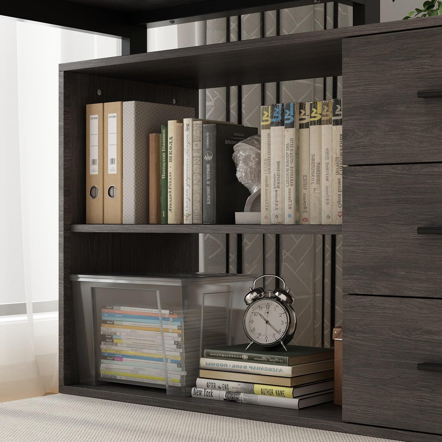 DEZAGCE L Förmiger Schreibtisch, Eckschreibtisch, Computertisch, Schbreibtisch mit 3 Schubladen und 105 cm Länge Aktenschrank,Arbeitstisch, Schreibtische, Weiß, 140 x 105 x 75 cm