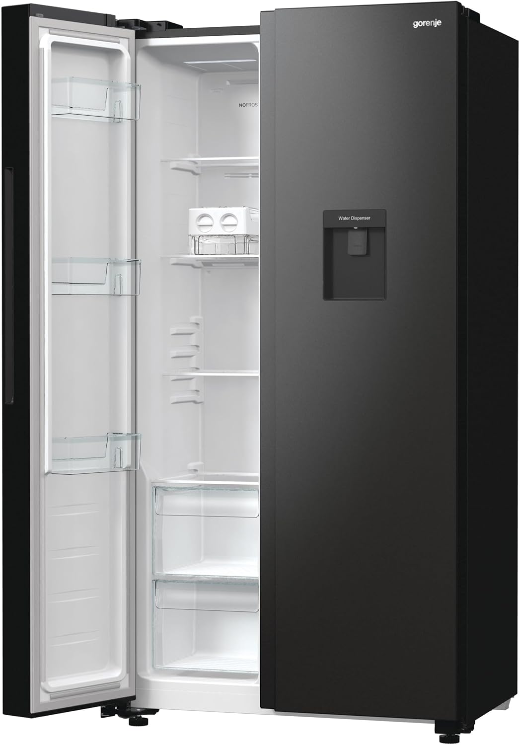 Gorenje NRR 9185 EABXLWD Side by Side Kühl-Gefrierkombination, Made in Europe, EEK E, NoFrostPlus, Inverter-Kompressor, Crisp Zone, ConvertActive Zone, FastFreeze, 178,6 cm, schwarz