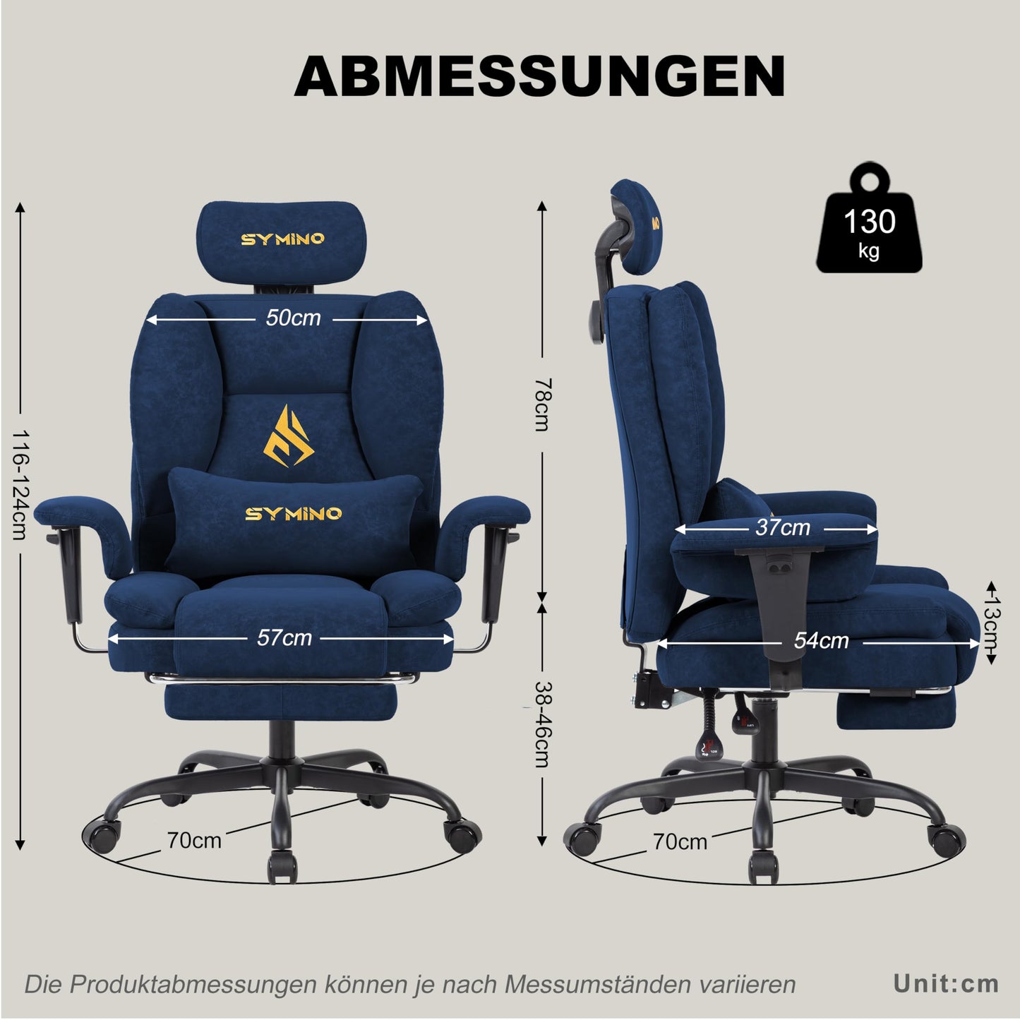 Symino Gaming Stuhl Chefsessel Bürostuhl Ergonomisch, Wildlederimitat Schreibtischstuhl mit Fußstütze Höhenverstellbarer Office Chair Computerstuhl 130kg, Schwarz