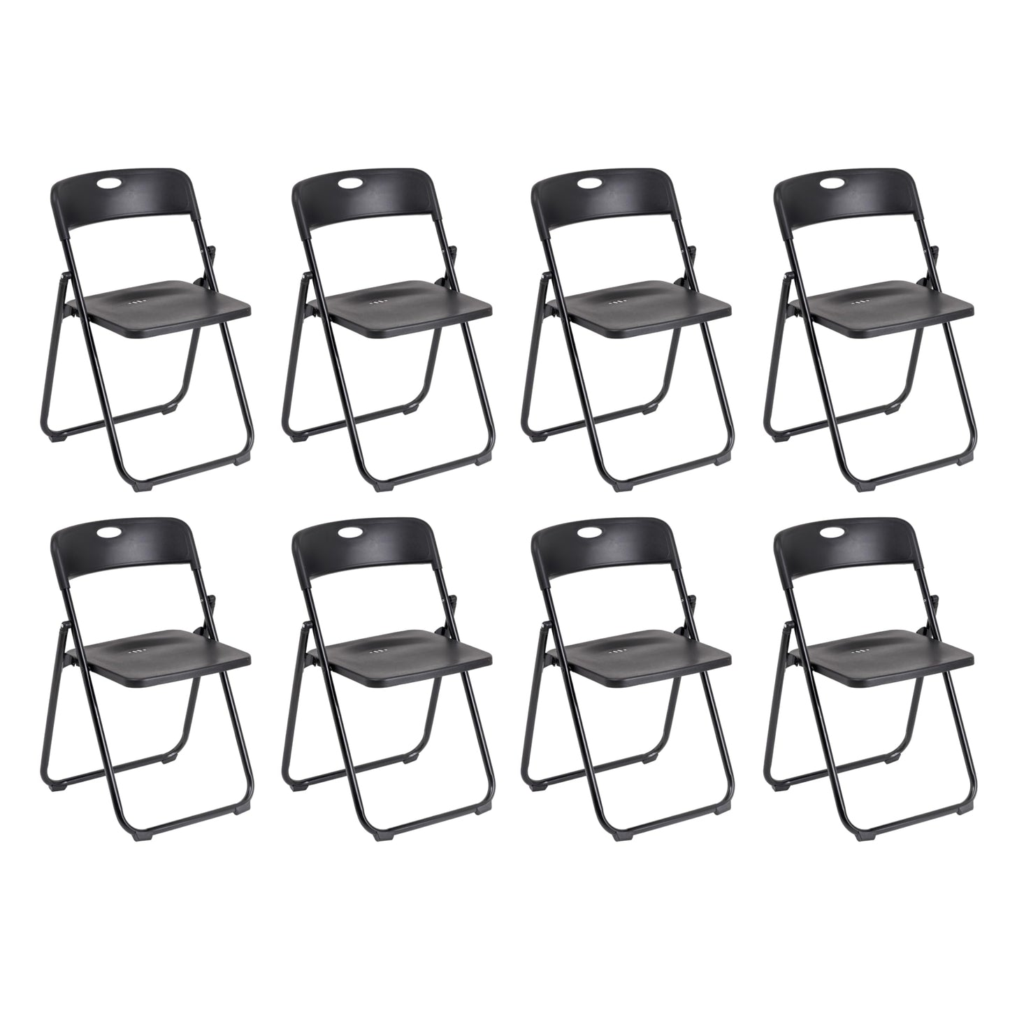 Baroni Home Klappstuhl mit PVC- und Stahlgestell, platzsparender zusammenklappbarer Sitz mit Füßen und Griff, Outdoor-Stuhl, Küche, Wohnzimmer, Reisen, 74x43x49 cm, 8 Stücke, Weiß