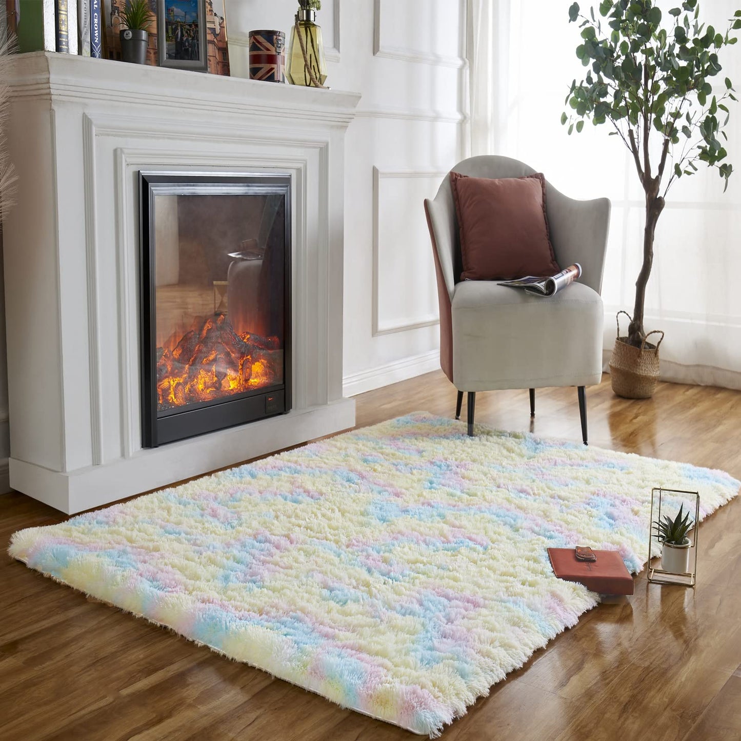 Obundi Pink Rug, Fluffy Living Room, Rugs, Teenager's Room, Girls, Soft Non-Slip Bedroom Carpet, Office, Small Rug (Pink, 60 x 120 cm)