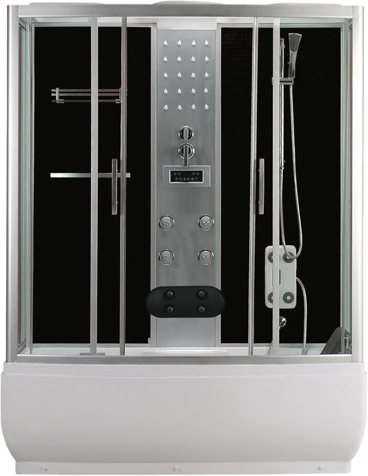 Dampfduschkabine NEVADA 87 x 154 x 225 cm - Duschkabine Kombination, Massagedüsen, Mit Radio und Lautsprecher, Sicherheitsglas, Komplettdusche, Mit Duschwanne, Duschkabine komplett