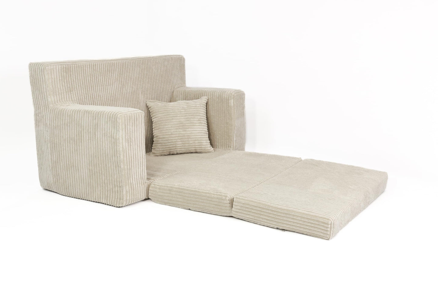 FORTISLINE - Kindersofa ausklappbar 83x47x43cm Oeko-TEX - Spielesofa für Kinder 2in1 - Kindercouch Aufklappen Bettfunktion - Schlafcouch aus Schaumstoff - Kuschel-Cord - Viele Muster (Grau)
