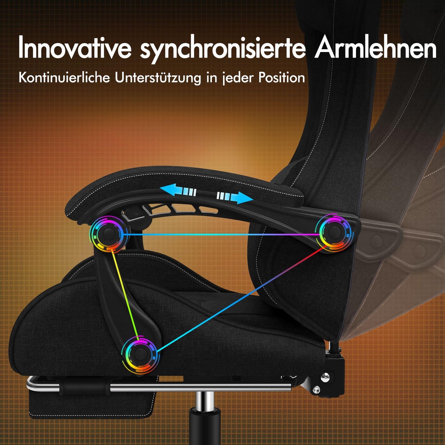 ALFORDSON Gaming-Stuhl mit Massage-Lendenwirbelkissen, ergonomischer Gamer-Racer-Stuhl mit Verstellbarer Rückenlehne, Drehstuhl mit Fußstütze, höhenverstellbar, Schwarz