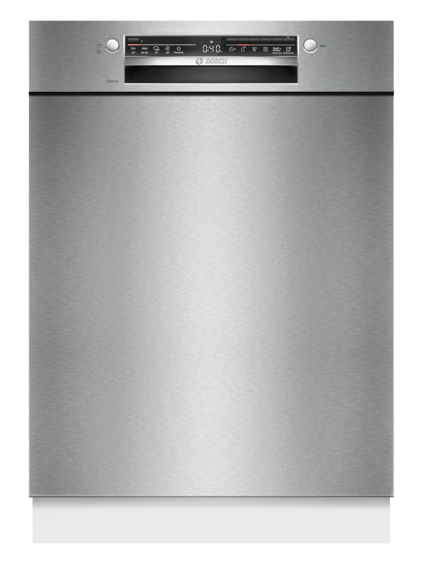 Bosch SMU4ETS08E, Series 4, Smart Undermount Dishwasher, 60 cm, Cutlery Basket, Dishwasher with Program Assistant, Particularly Quiet, Height-Adjustable Upper Basket, Automatic Door Opening, Stainless