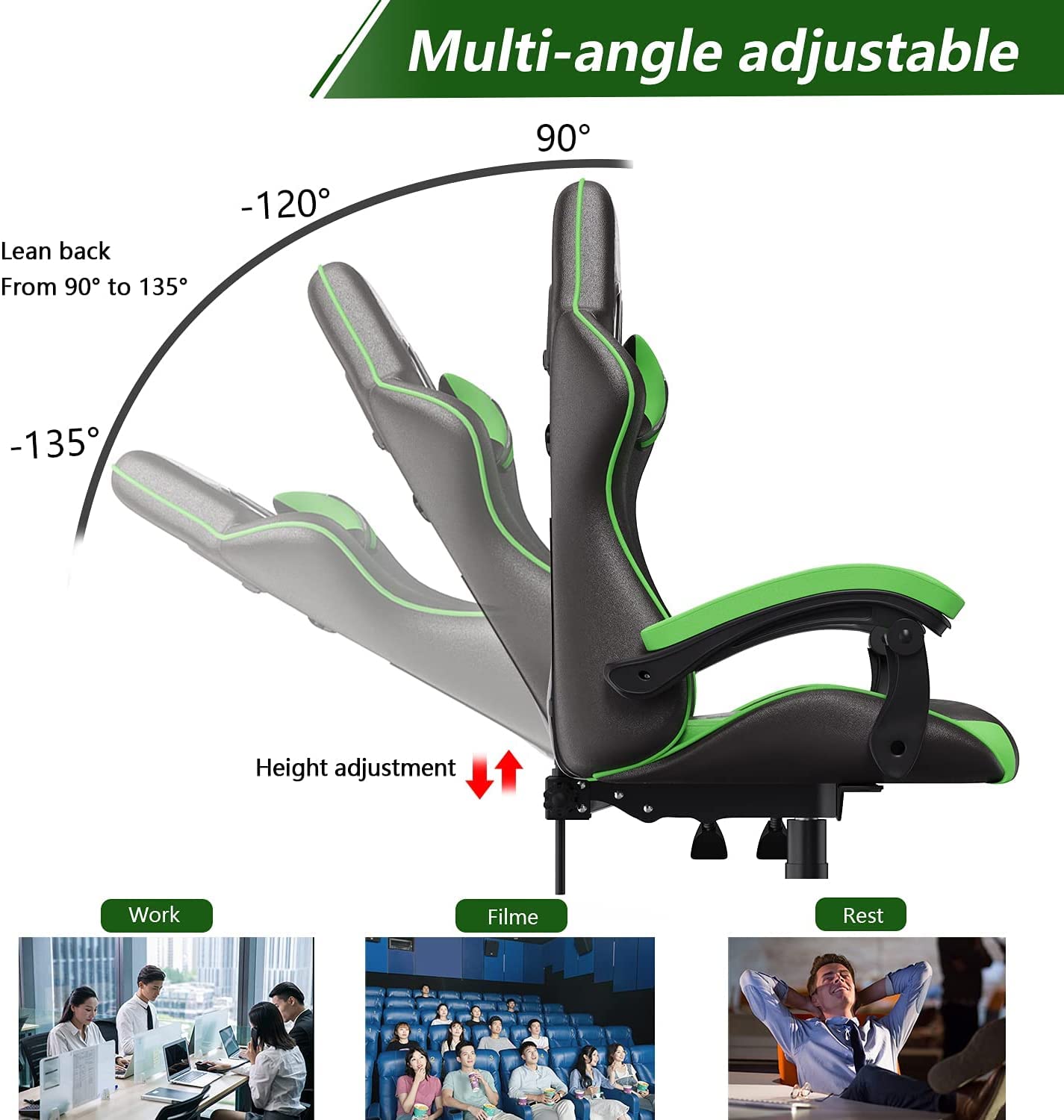 Racingreat Gaming Stuhl, Gamer Stühle, Ergonomisch Gaming Chair, Rückenlehne Einstellbar Pc-Stuhl, 360° Drehbar Gaming Sessel, Atmungsaktiver Bürostuhl für Jugendliche Jungen Mädchen Erwachsene Rosa