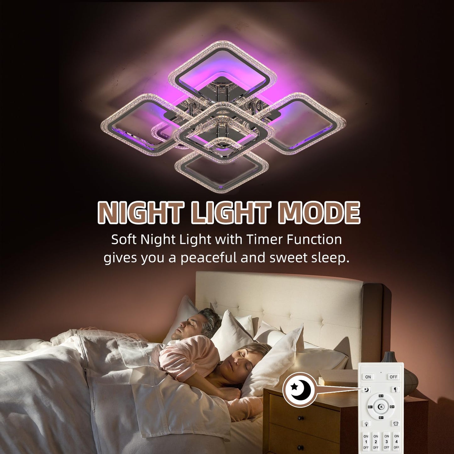 ZAITINZ Led Deckenleuchte,Wohnzimmerlampe 80W,Deckenleuchte Dimmbar mit fernbedienung 3000-6000K,5 Quadratische Deckenlampe Led,Moderne Deckenleuchten für Wohnzimmer,Schlafzimmer,Küche,Flur,Chrom