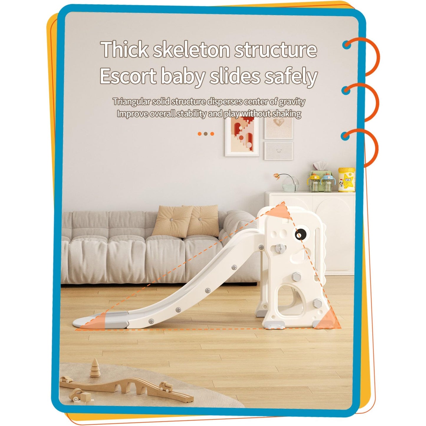 Rutsche mit Klettergerüst für Kinder: Indoor Spielplatz mit - Aufbewahrungsbox Tunnel Treppenleiter Basketballkorb und Durchgangsbereich Gartenrutsche (Star Set-G-Brown)