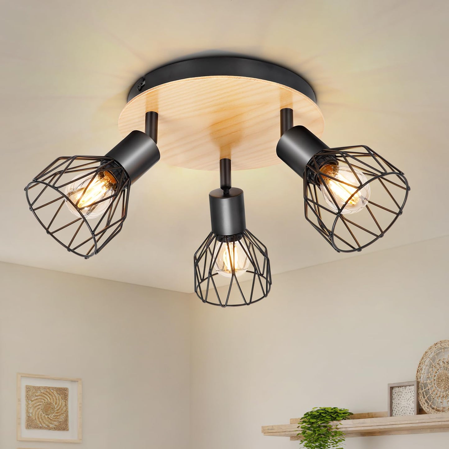 Kimjo Led Deckenstrahler 6 Flammig - Deckenleuchte Strahler E14 Schwenkbar - Deckenlampe Schwarz 6 Flammig Lampe Wohnzimmer - Deckenlampe LED Deckenleuchte Küche Deckenspot Ohne Leuchtmittel