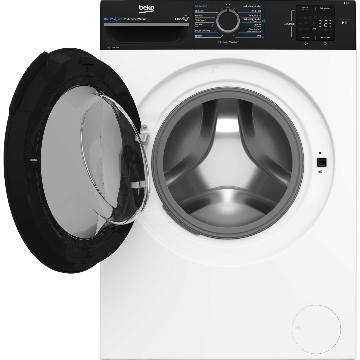 Beko BM3WFU3741R Waschvollautomat, Waschmaschine, 7 kg, EnergySpin, Schleuderwahl 1400 U/min, SteamCure Dampffunktion, allergikergeeignet, AquaWave Schontrommel, Weiß