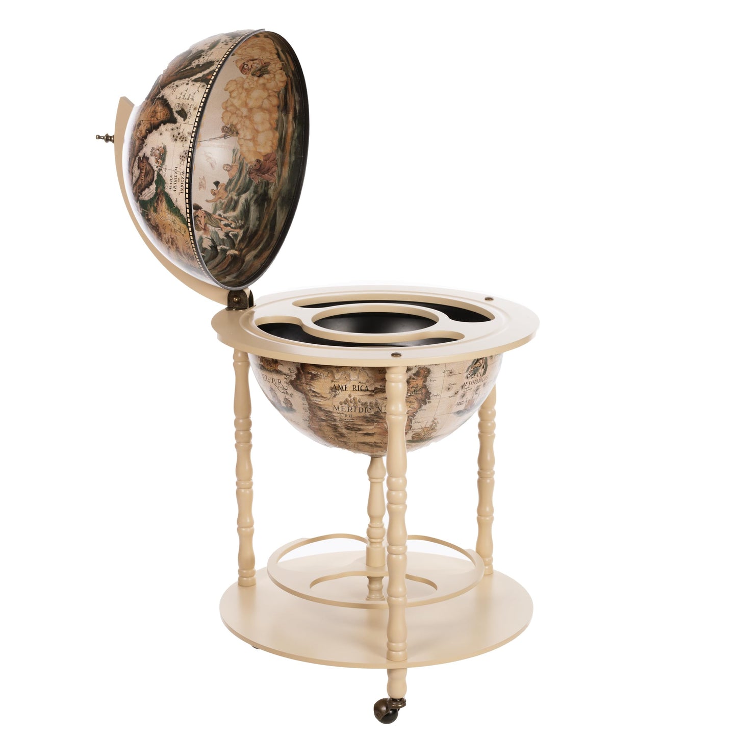 Birendy, giant globe design bar trolley with a lid and wheels