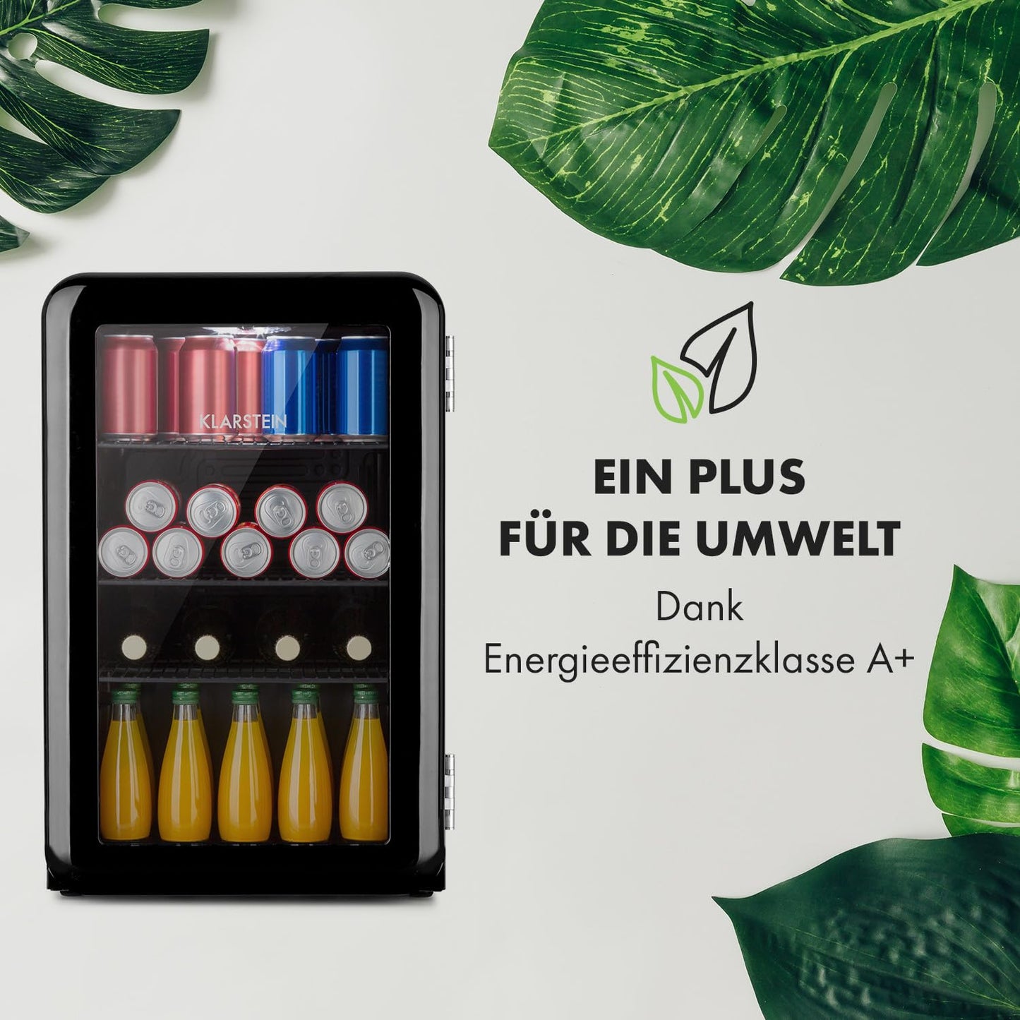 Klarstein PopLife Getränkekühler - Mini-Bar, Retrokühlschrank, 0-10°C, nur 39 dB, 115 L, umweltfreundlich, doppelt verglaste Tür, Retro-Design, rot