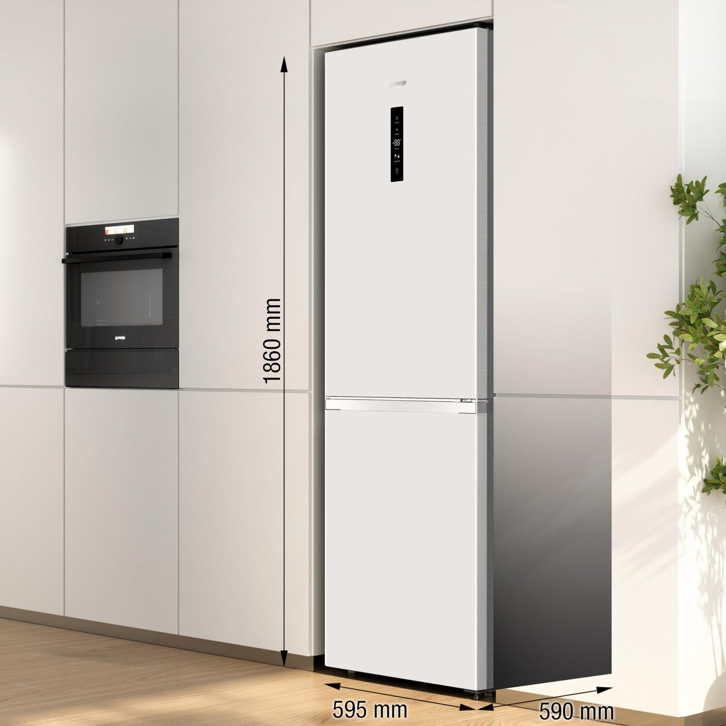 Gorenje N 619EAW4 Fridge-Freezer Combination, LED Display, 186 cm, 300 L, NoFrostPlus, Vegetable Compartment with Moisture Control, FastFreeze, White