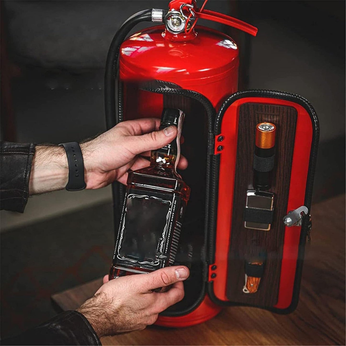 JTBDWOSK Storage Box for Fire Extinguisher, Mini Bar, Portable Storage Box for Spirits and Glasses, Wine Cooler, Ornaments, Gifts for Men, 33 cm