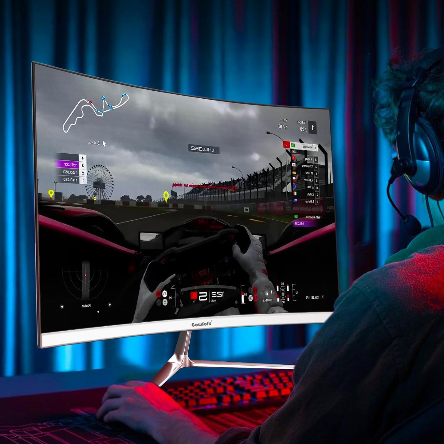 Gawfolk 32 Zoll Curved Gaming Monitor 180HZ / 165Hz / 144hz PC Bildschirm Full HD 1080P, Rahmenloses 1800R Gebogenes Computerbildschirm mit FreeSync und Eye Care Technologie, unterstützt VESA