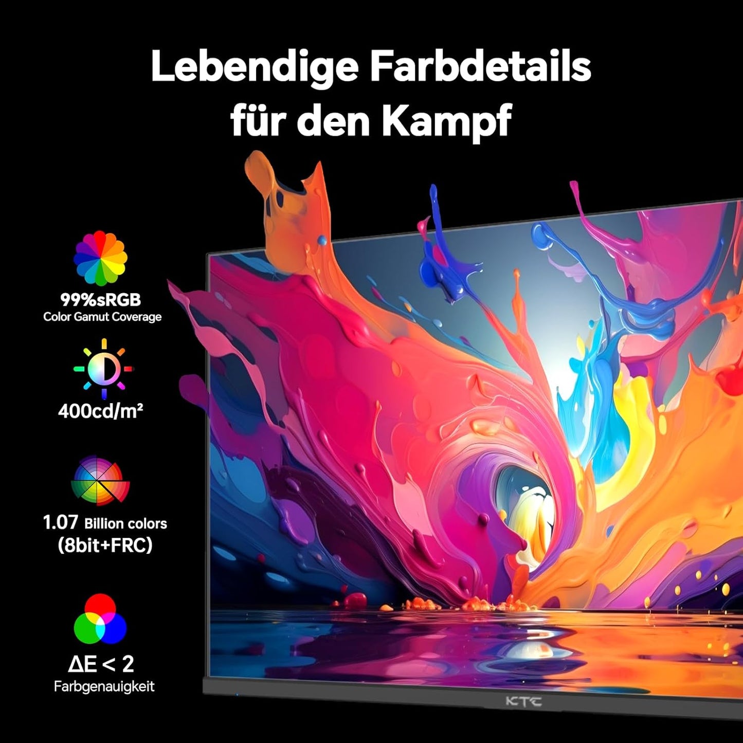 KTC 32 Zoll Monitor Curved 1000R, 2K WQHD (2560x1440p) 240Hz Gaming Monitor, 1ms, Adaptive Sync, 122% sRGB, 4000:1 Kontrast, 2 x DP 1.4 (240Hz), 2 x HDMI 2.0 (144Hz), Unterstützung von Tilt und VESA