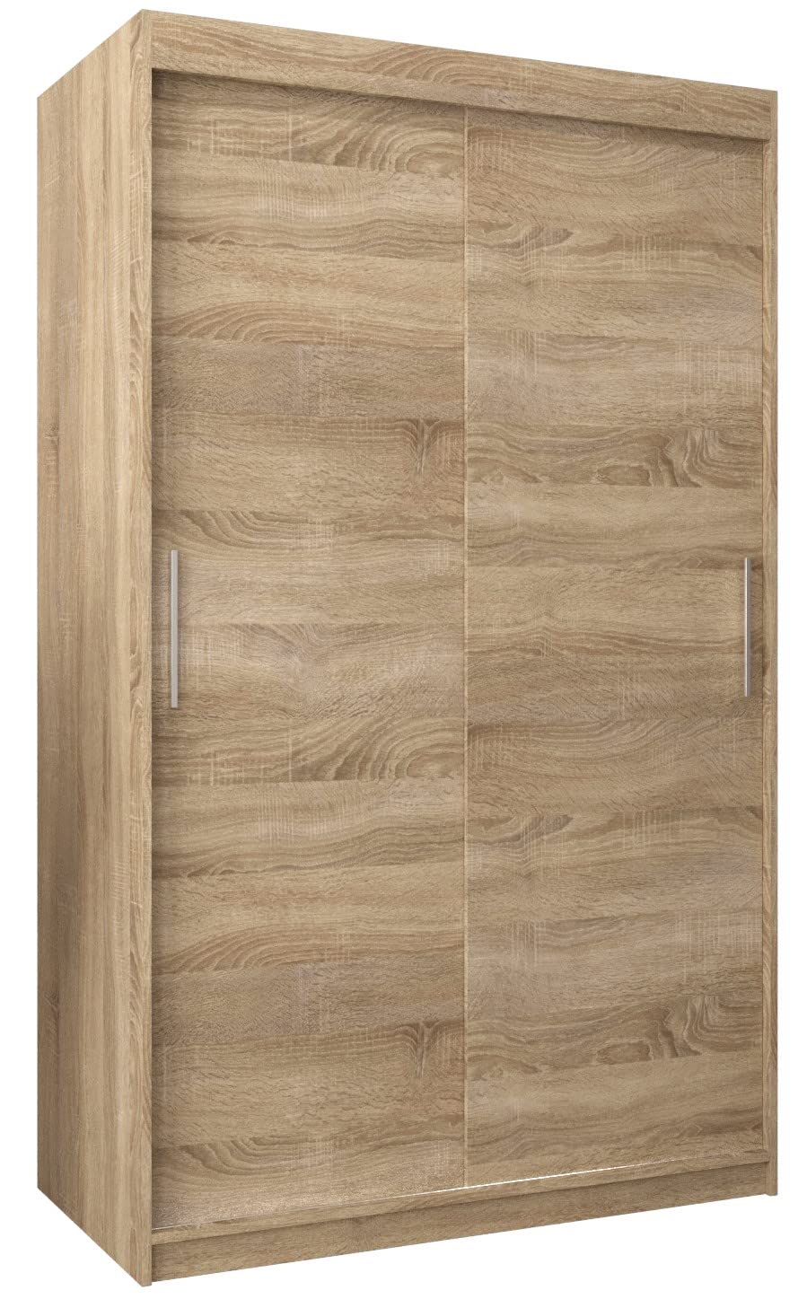 MEBLE KRYSPOL Tokyo 250 Wardrobe with Three Sliding Doors for Bedroom – Modern Storage Cabinet with Clothes Rail and Shelves – 250 x 200 x 62 cm – Matte Black and Artisan