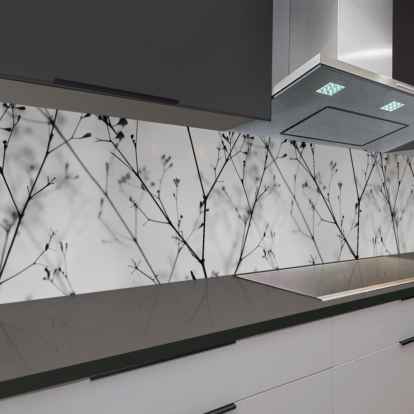 Rodnik Kitchen Splashback, Robust ABS Plastic Monolith Panel in Deluxe Quality, Direct Print, Choice of Motifs (Ice Cubes and Cherries)