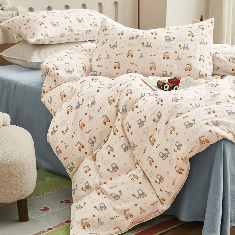 AShanlan Girls' Pink Hearts Children's Bed Linen 135 x 200 cm Pillowcase 80 x 80 cm Grey Pink Reversible Children's Bedding Set 100% Microfibre Duvet Cover with Zip
