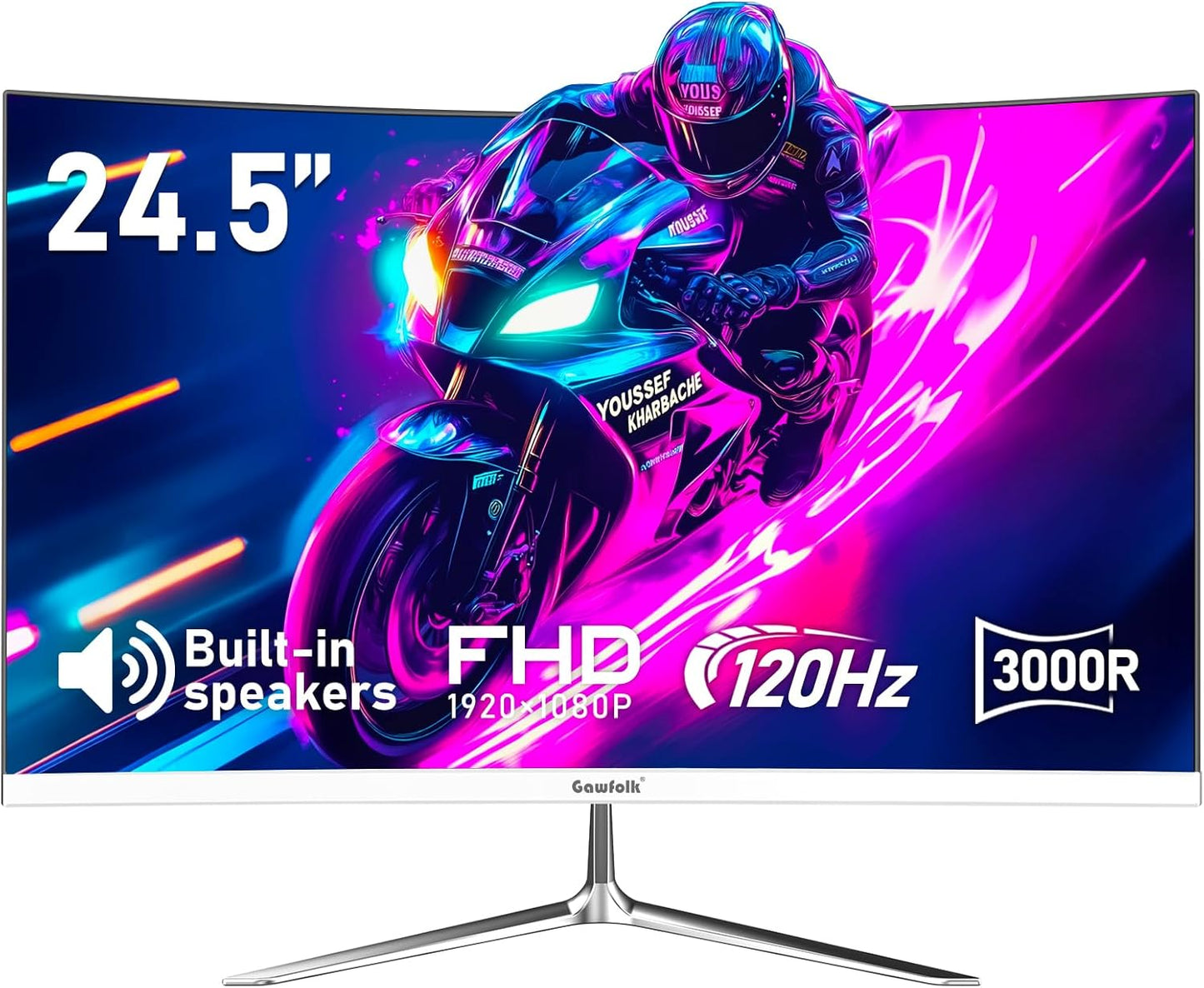 Gawfolk 32 Zoll Curved Gaming Monitor 180HZ / 165Hz / 144hz PC Bildschirm Full HD 1080P, Rahmenloses 1800R Gebogenes Computerbildschirm mit FreeSync und Eye Care Technologie, unterstützt VESA