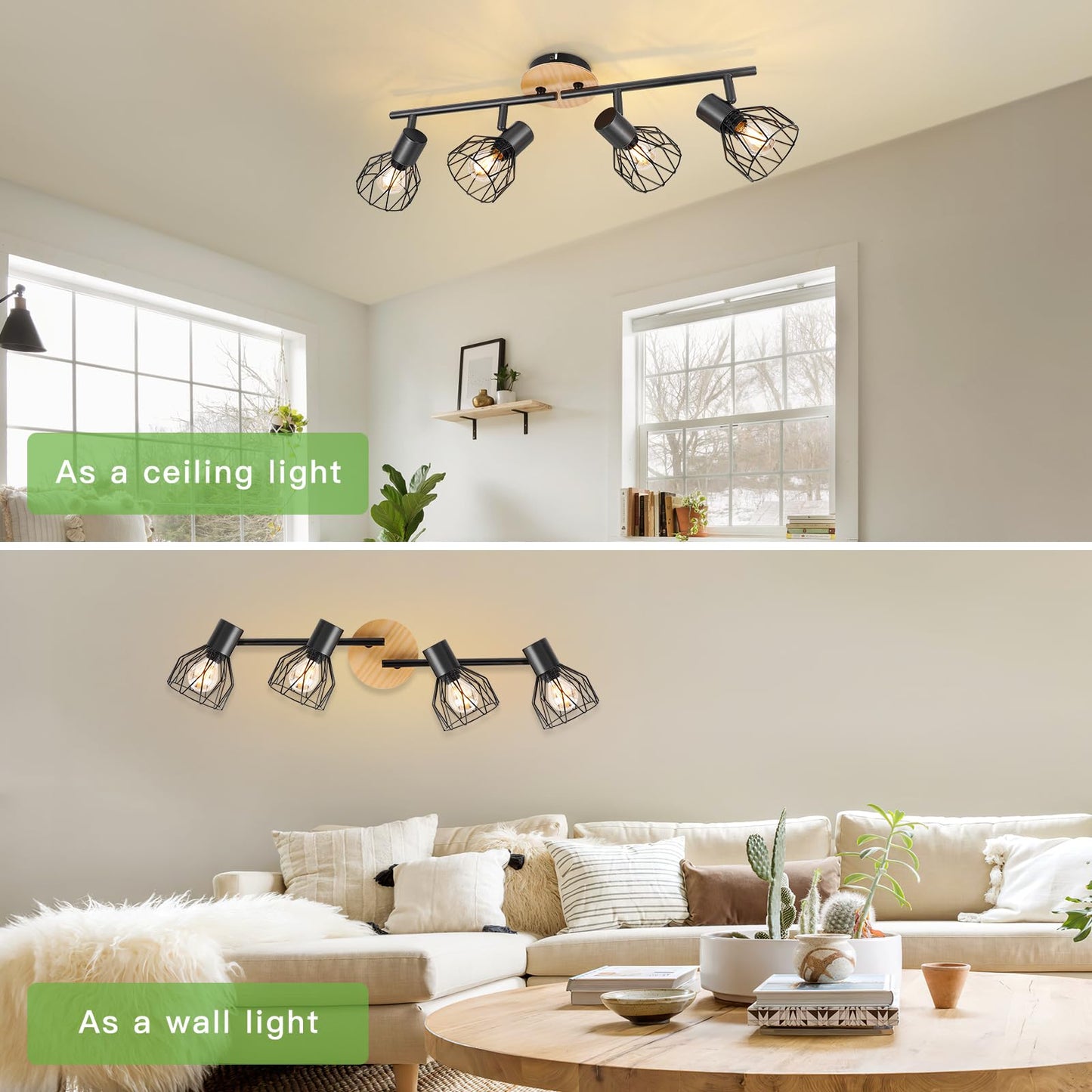 Kimjo Led Deckenstrahler 6 Flammig - Deckenleuchte Strahler E14 Schwenkbar - Deckenlampe Schwarz 6 Flammig Lampe Wohnzimmer - Deckenlampe LED Deckenleuchte Küche Deckenspot Ohne Leuchtmittel