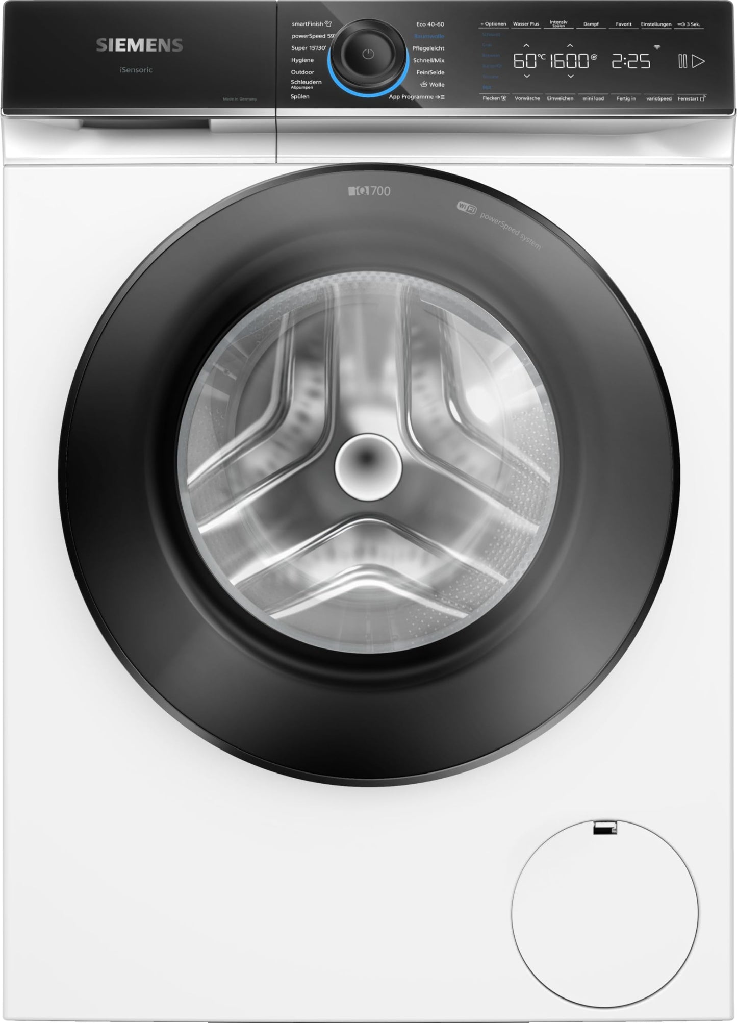 Siemens WM14N12A Waschmaschine iQ300, Frontlader mit 9kg Fassungsvermögen, 1400 UpM, speedPack L, smartFinish, Outdoor-Programm, LED-Display, Weiß, 60cm