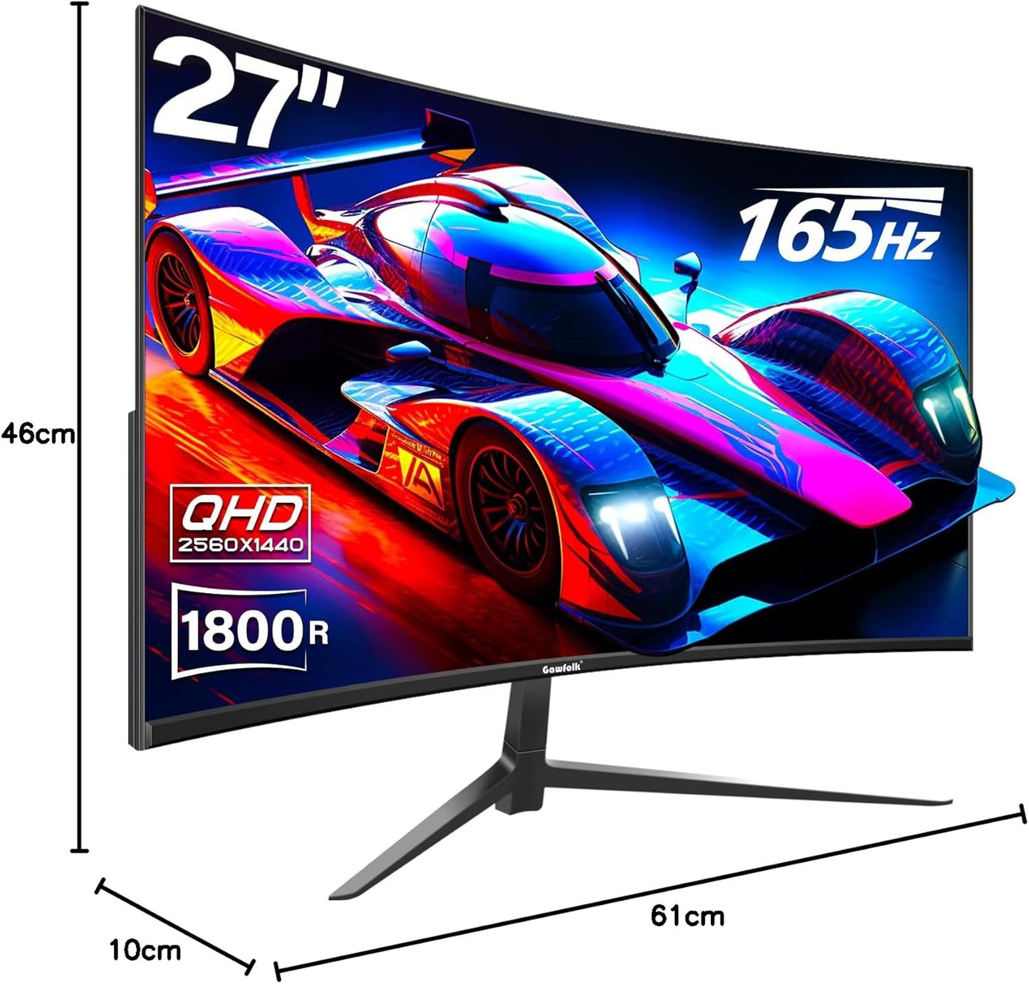 Gawfolk 32 Zoll Curved Gaming Monitor 180HZ / 165Hz / 144hz PC Bildschirm Full HD 1080P, Rahmenloses 1800R Gebogenes Computerbildschirm mit FreeSync und Eye Care Technologie, unterstützt VESA