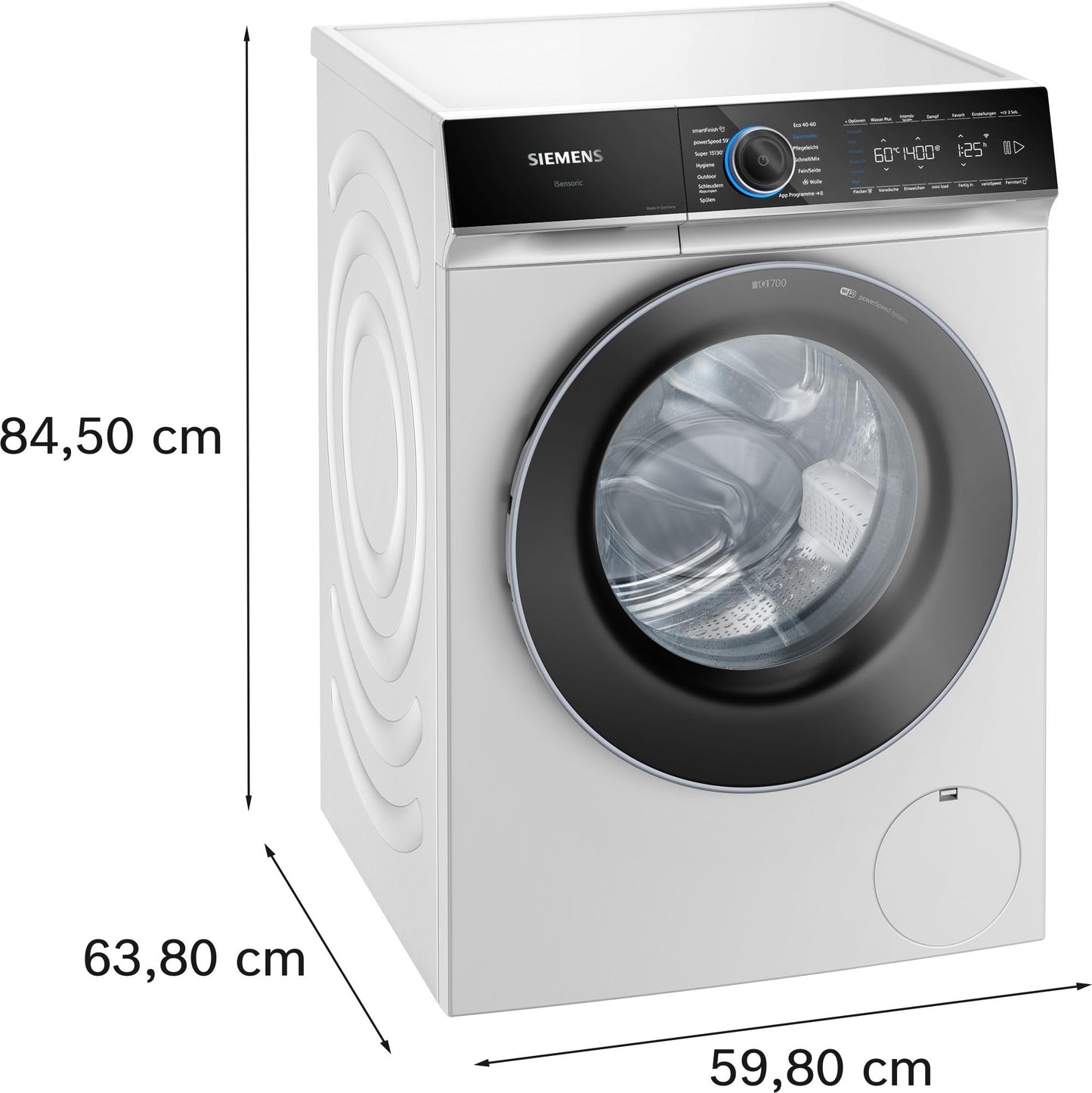 Siemens WM14N12A Waschmaschine iQ300, Frontlader mit 9kg Fassungsvermögen, 1400 UpM, speedPack L, smartFinish, Outdoor-Programm, LED-Display, Weiß, 60cm