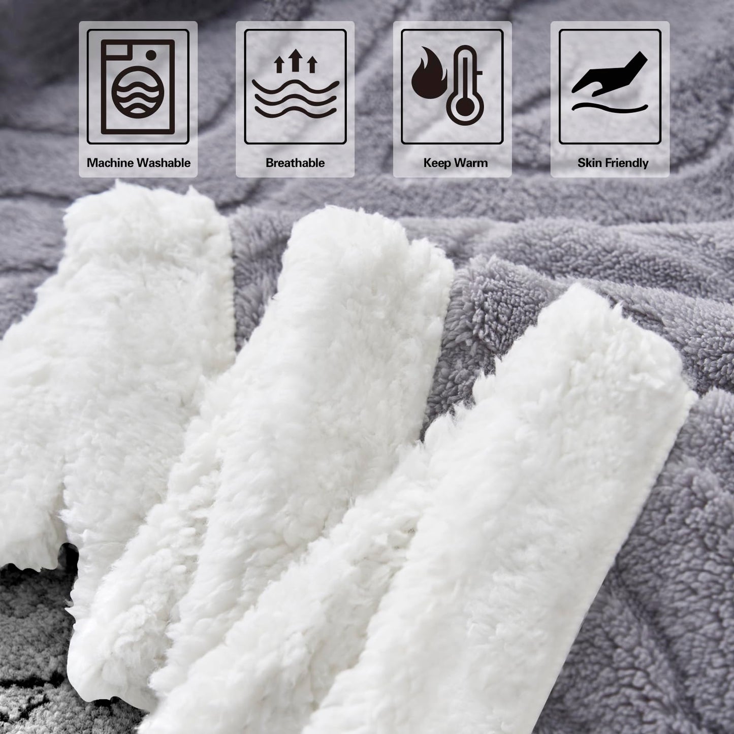 EAQ Cuddly Fluffy Sherpa Flannel Sofa Throw Blanket Sofa Blanket Double Face Extra Soft Living Room Sofa Throw Couch Blanket for Bed Sofa (Grey, 150 x 200 cm)