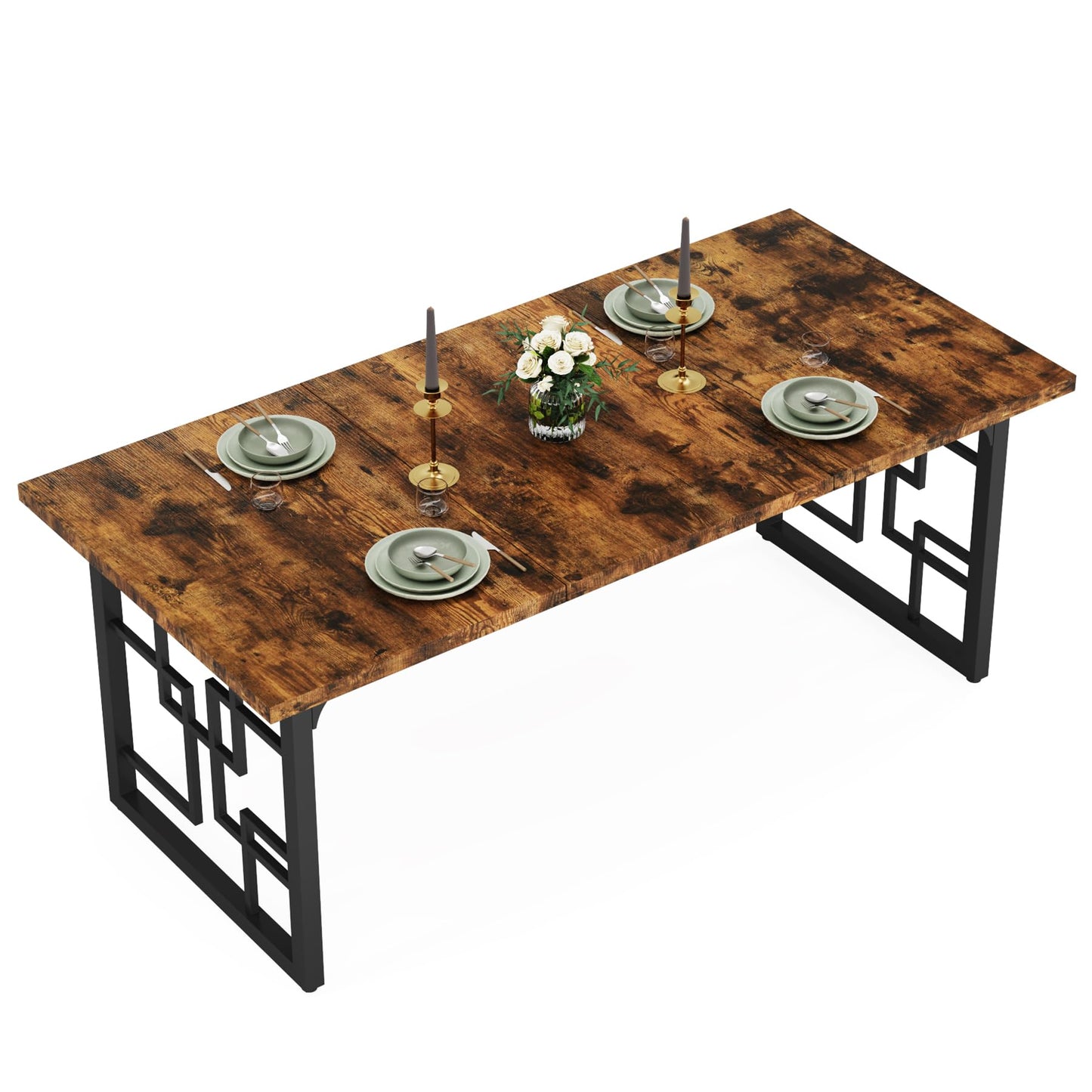Tribesigns Dining Table for 6 People, Living Room Table, 160 x 80 x 75 cm, Rectangular Kitchen Table, Dining Table for Dining Room and Kitchen, Living Room, Industrial Design, Rustic Brown