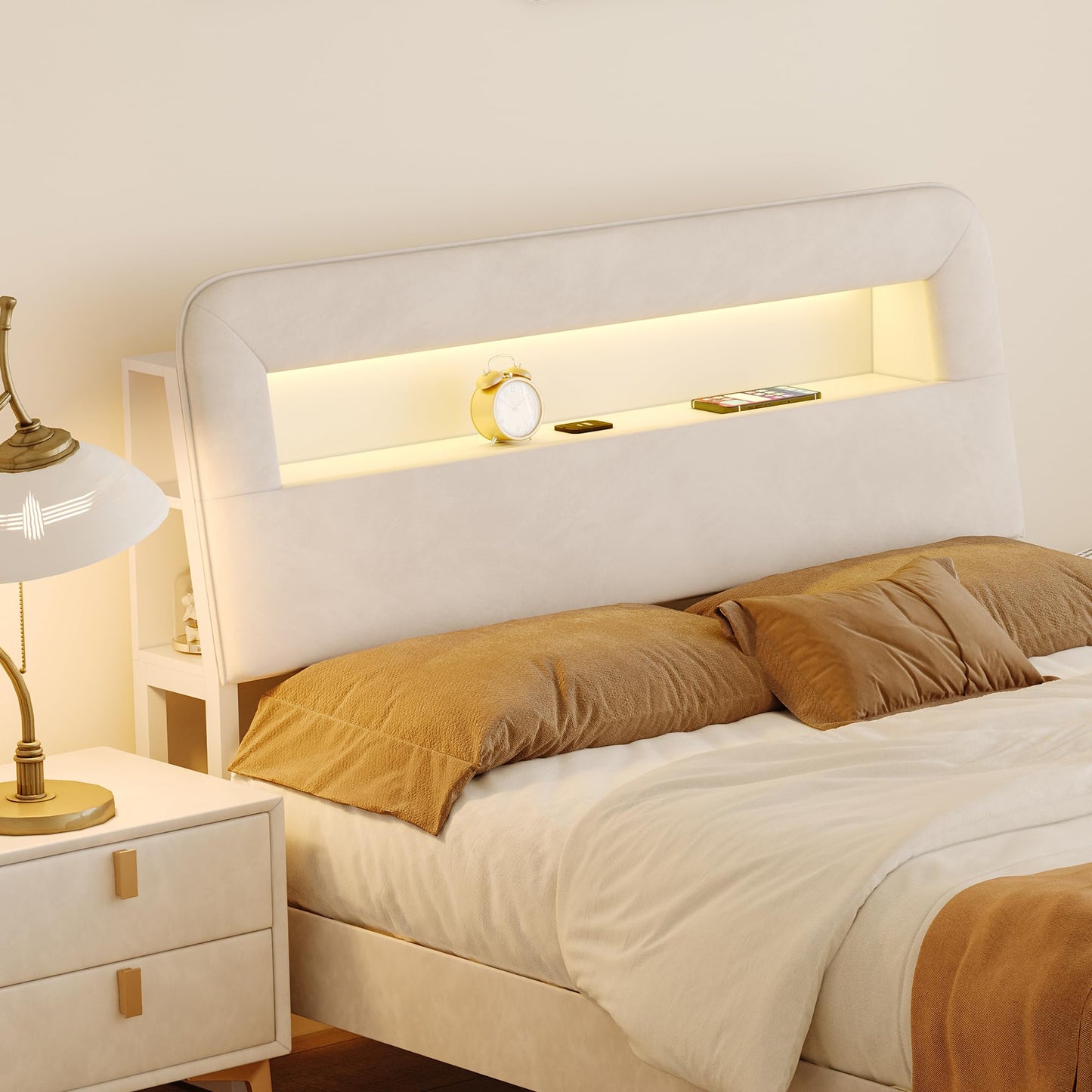 DULRLLY Bubble Bett Polsterbett 140x200 cm,Doppelbett mit Lattenrost, Jugendbett mit Gepolstertes Kopfteil, Gepolstertes Bett für Schlafzimmer und Gästezimmer,ohne Matratze, Leinenstoff (Weiß)