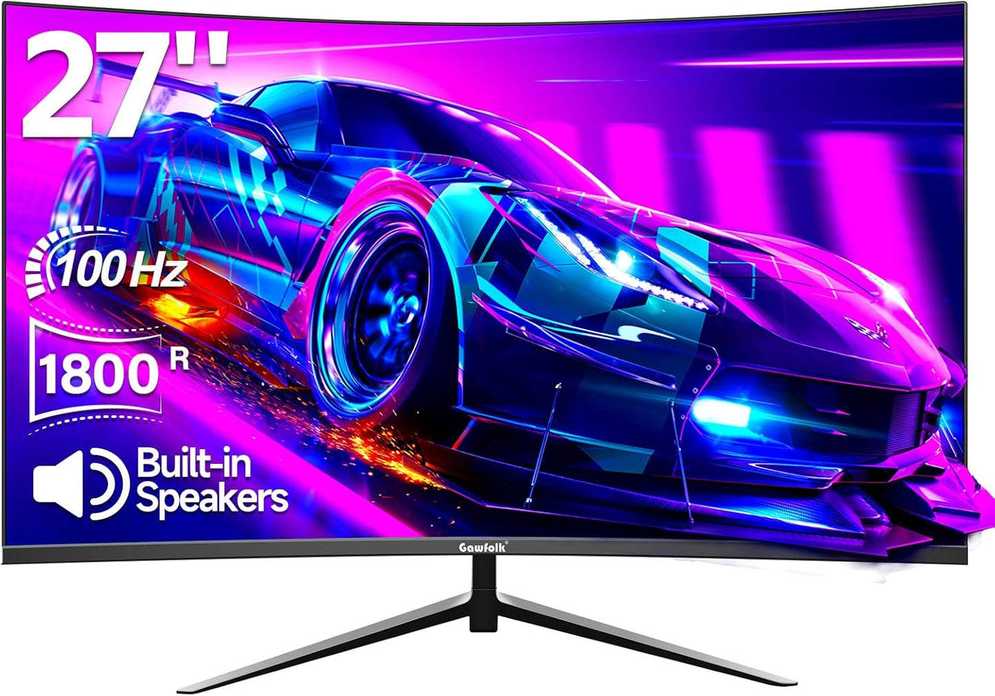 Gawfolk 32 Zoll Curved Gaming Monitor 180HZ / 165Hz / 144hz PC Bildschirm Full HD 1080P, Rahmenloses 1800R Gebogenes Computerbildschirm mit FreeSync und Eye Care Technologie, unterstützt VESA