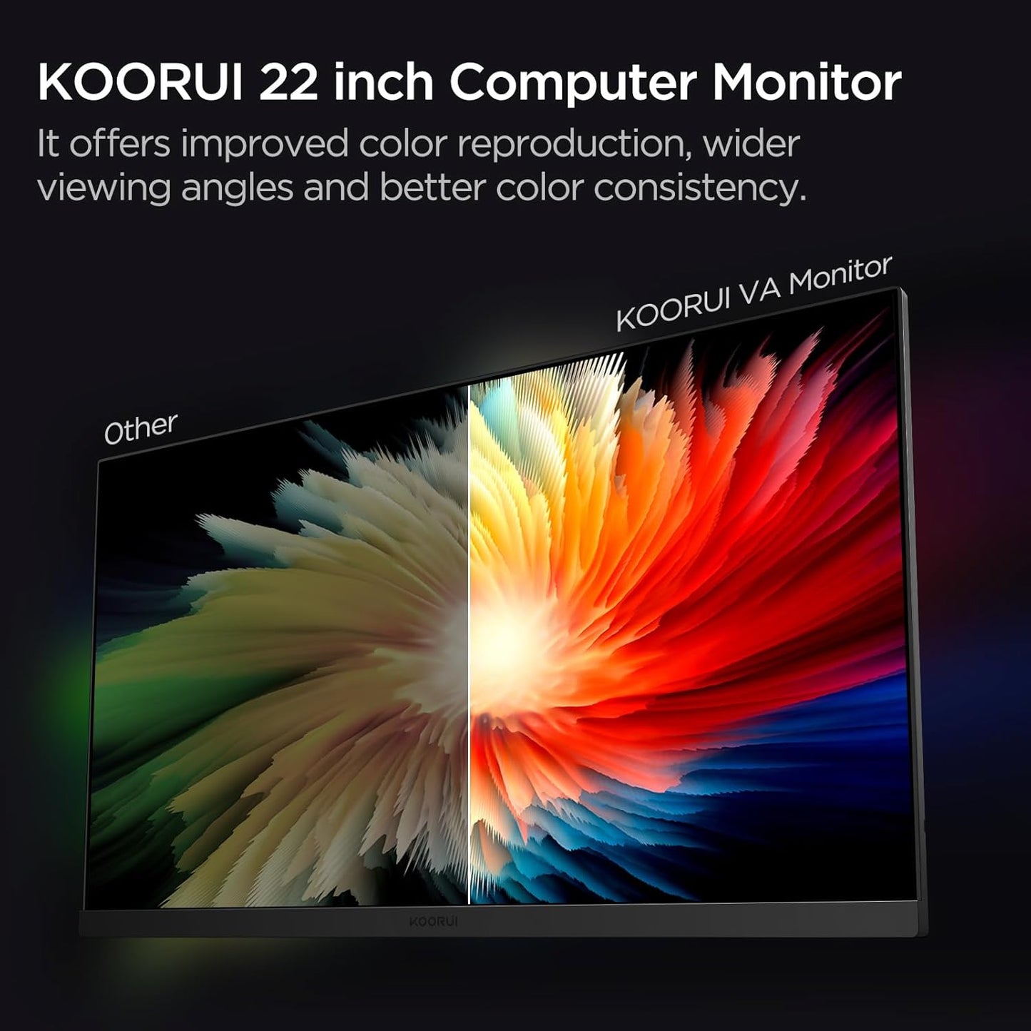 KOORUI Gaming Monitor 27 Zoll, Full HD Rahmenlos Bildschirm 165Hz Adaptive Sync (1ms, VA-Panel, Eye-Care, 1920 x 1080, 2xHDMI 2.0, & DisplayPort 1.4, VESA 75x75mm, DCI-P3 90%)
