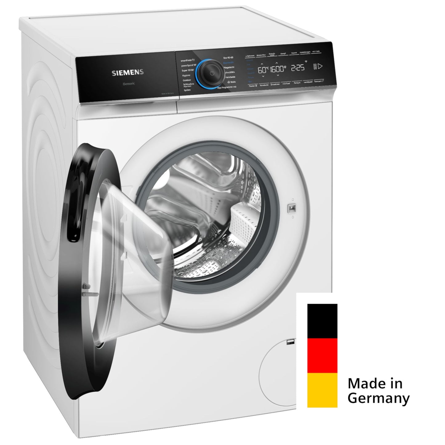 Siemens WM14N12A Waschmaschine iQ300, Frontlader mit 9kg Fassungsvermögen, 1400 UpM, speedPack L, smartFinish, Outdoor-Programm, LED-Display, Weiß, 60cm
