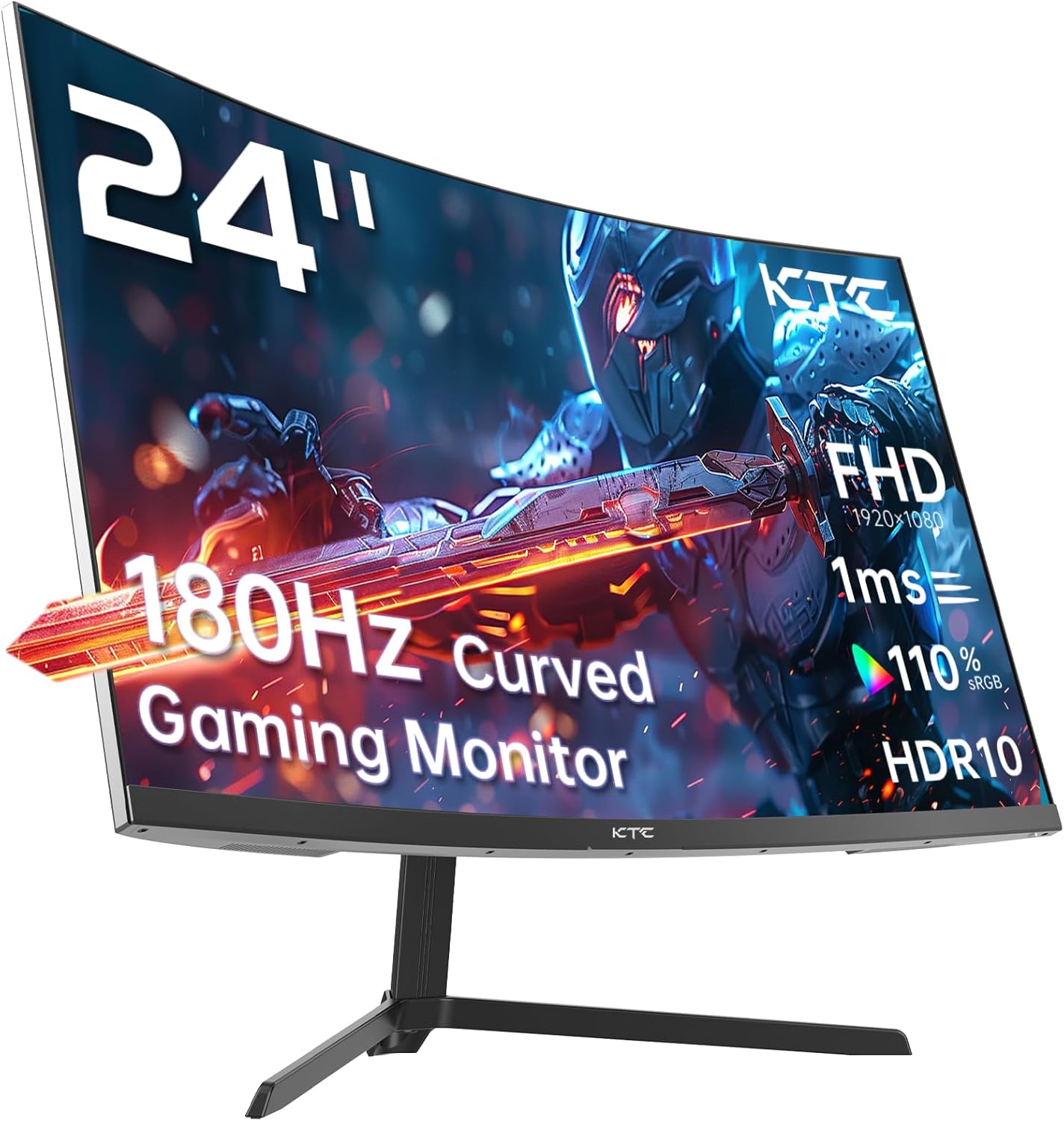 KTC 32 Zoll Monitor Curved 1000R, 2K WQHD (2560x1440p) 240Hz Gaming Monitor, 1ms, Adaptive Sync, 122% sRGB, 4000:1 Kontrast, 2 x DP 1.4 (240Hz), 2 x HDMI 2.0 (144Hz), Unterstützung von Tilt und VESA